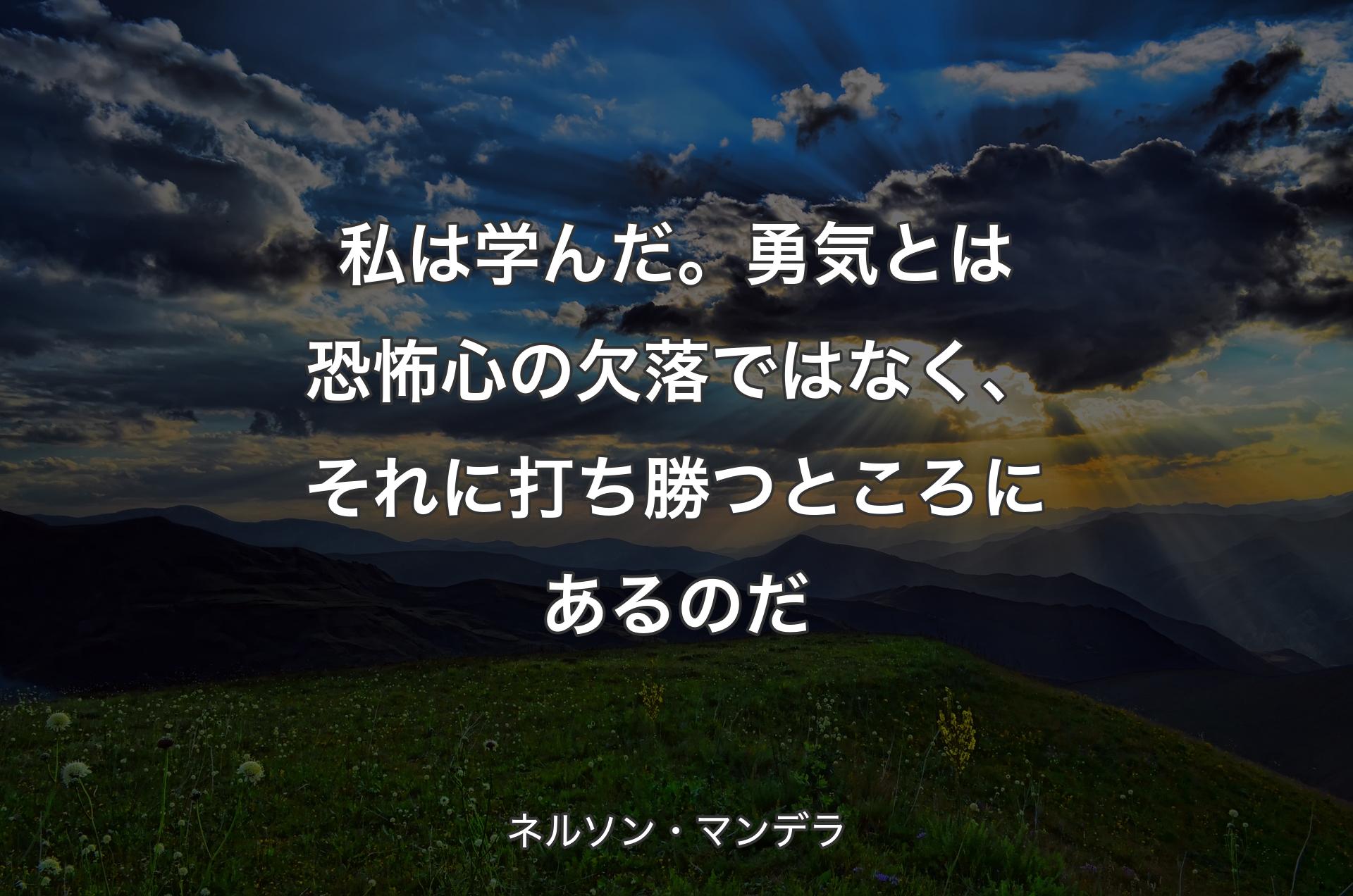 私は学んだ。勇気とは恐怖心の欠落ではなく、それに打ち勝つところにあるのだ - ネルソン・マンデラ