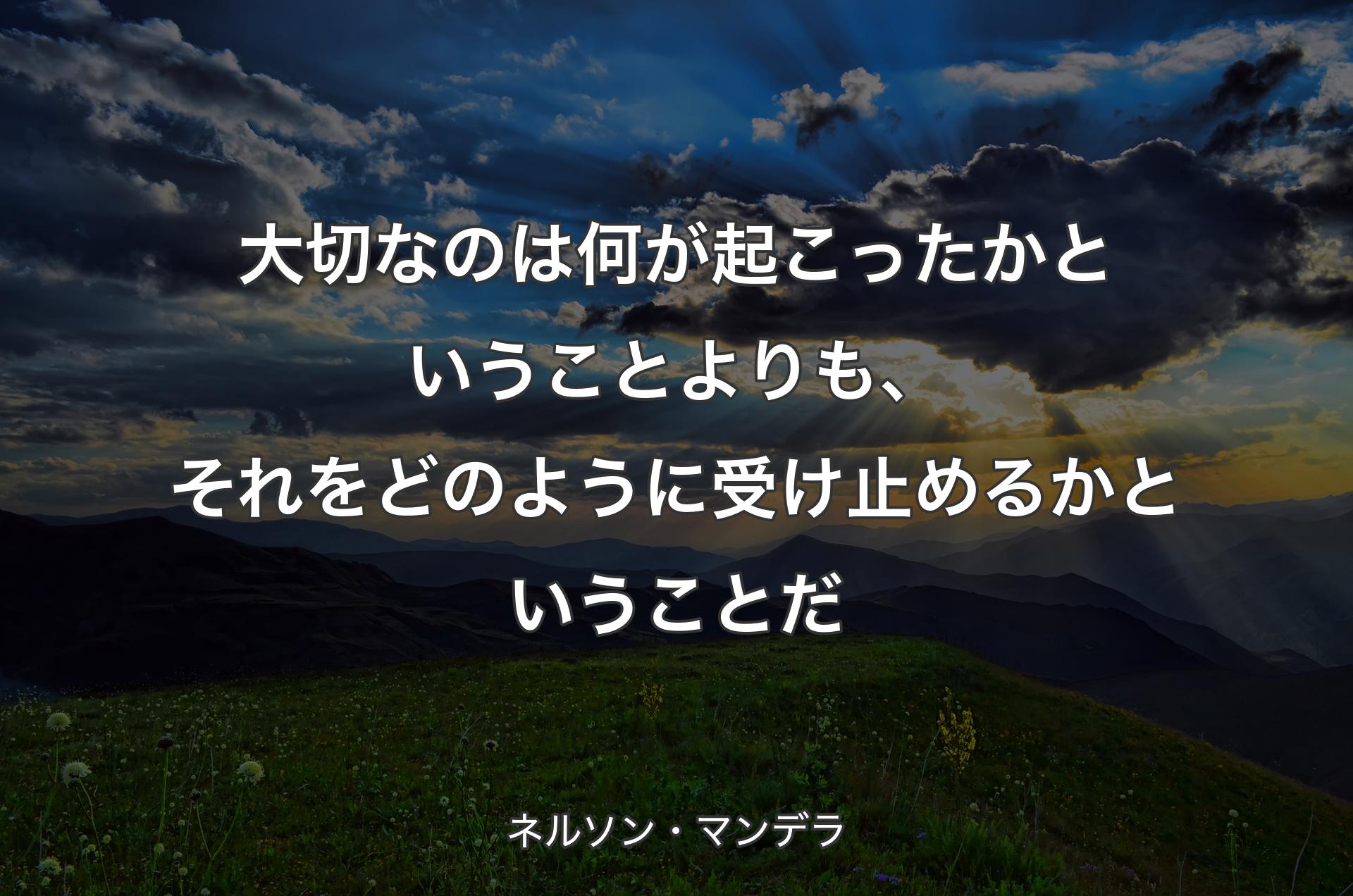 大切なのは何が起こったかということよりも、それをどのように受け止めるかということだ - ネルソン・マンデラ