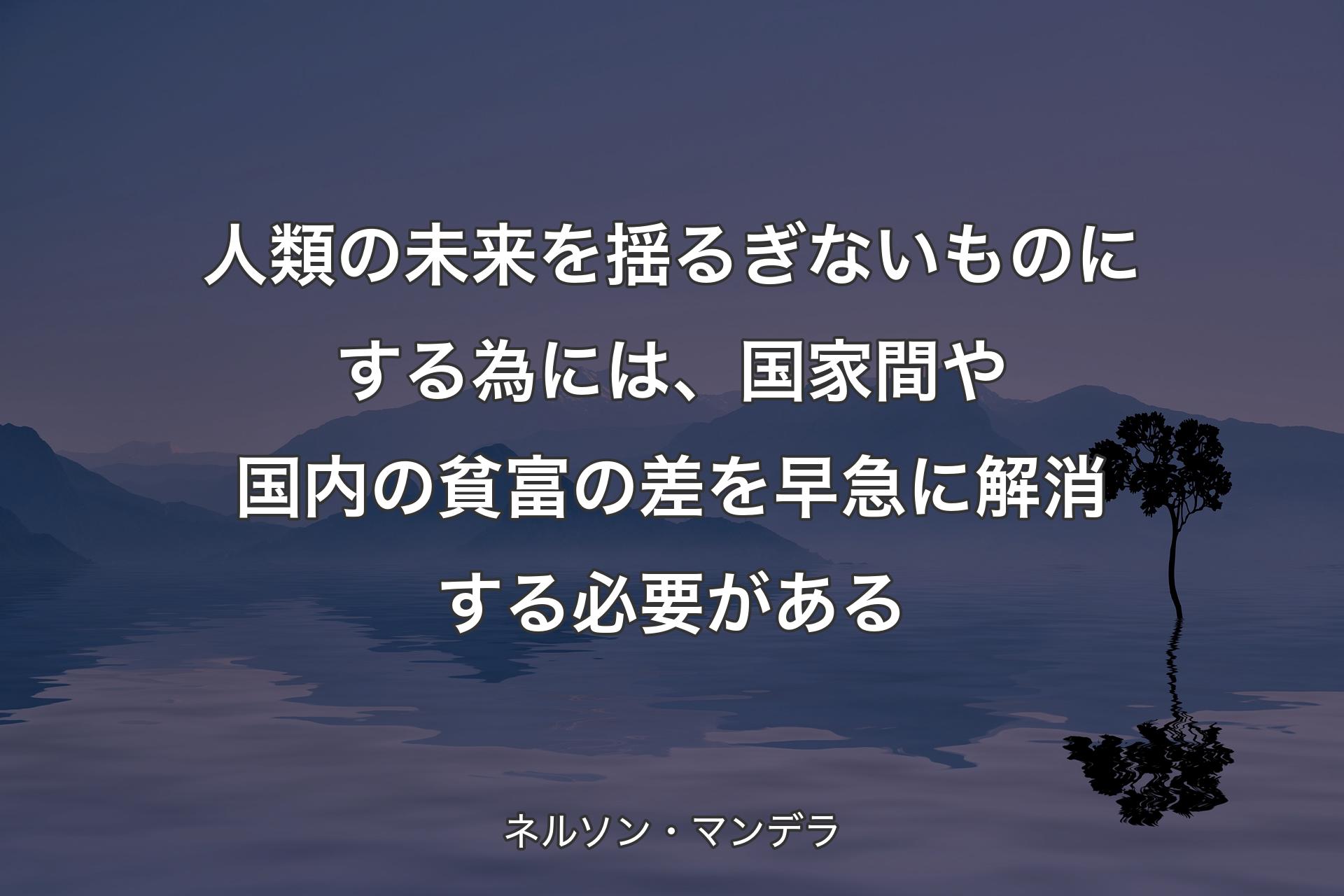 【背景4】人類の未来を揺るぎないものにする為には、国家間や国内の貧富の差を早急に解消する必要がある - ネルソン・マンデラ