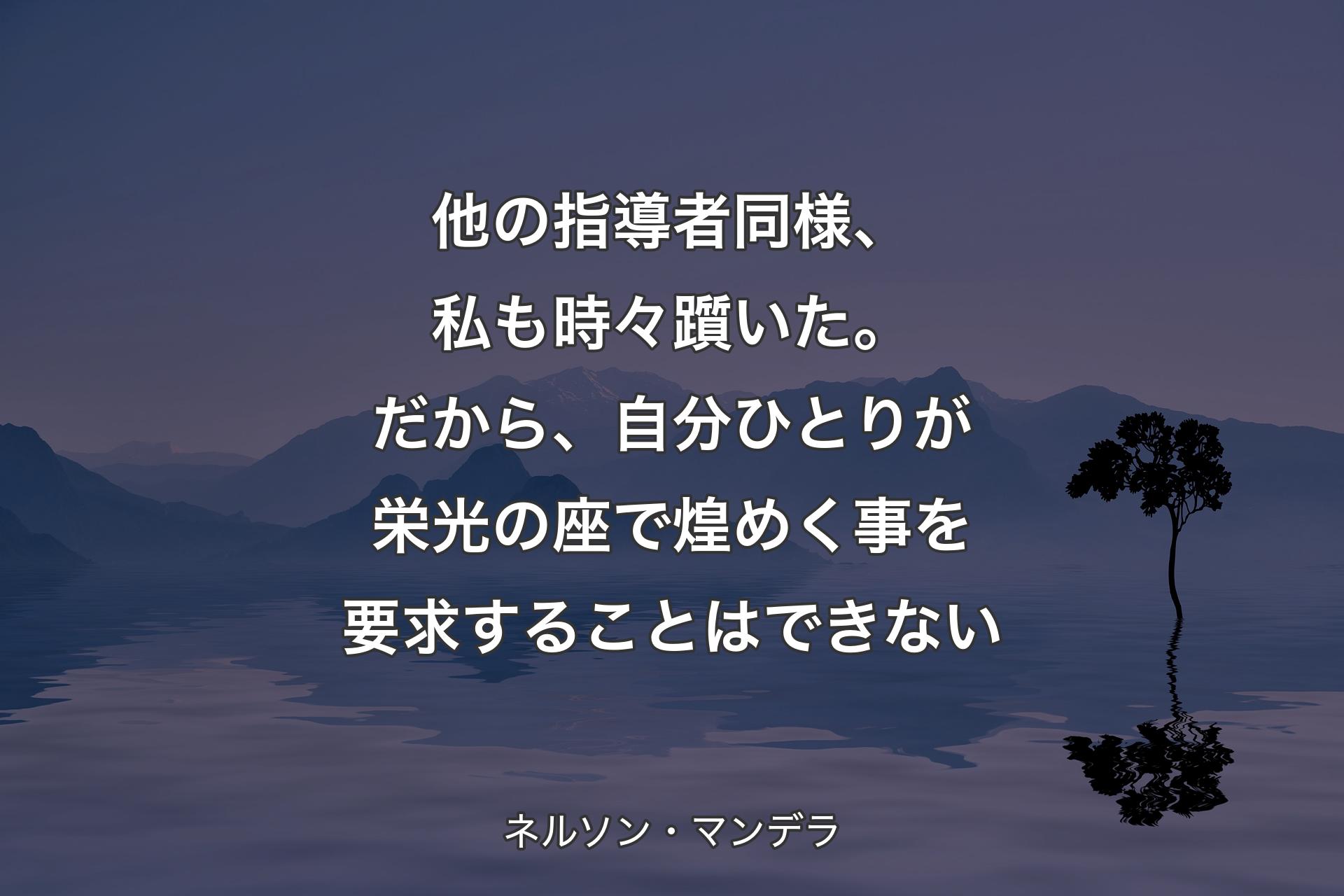 【背景4】他の指導者同様、私も時々躓いた。だから、自分ひとりが栄光の座で煌めく事を要求することはできない - ネルソン・マンデラ