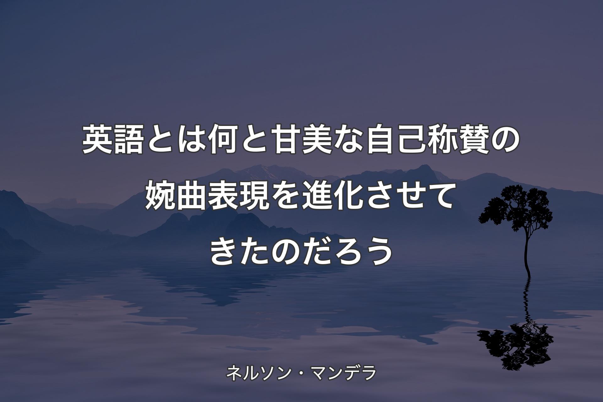 【背景4】英語とは何と甘美な自己称賛の婉曲表現を進化させてきたのだろう - ネルソン・マンデラ