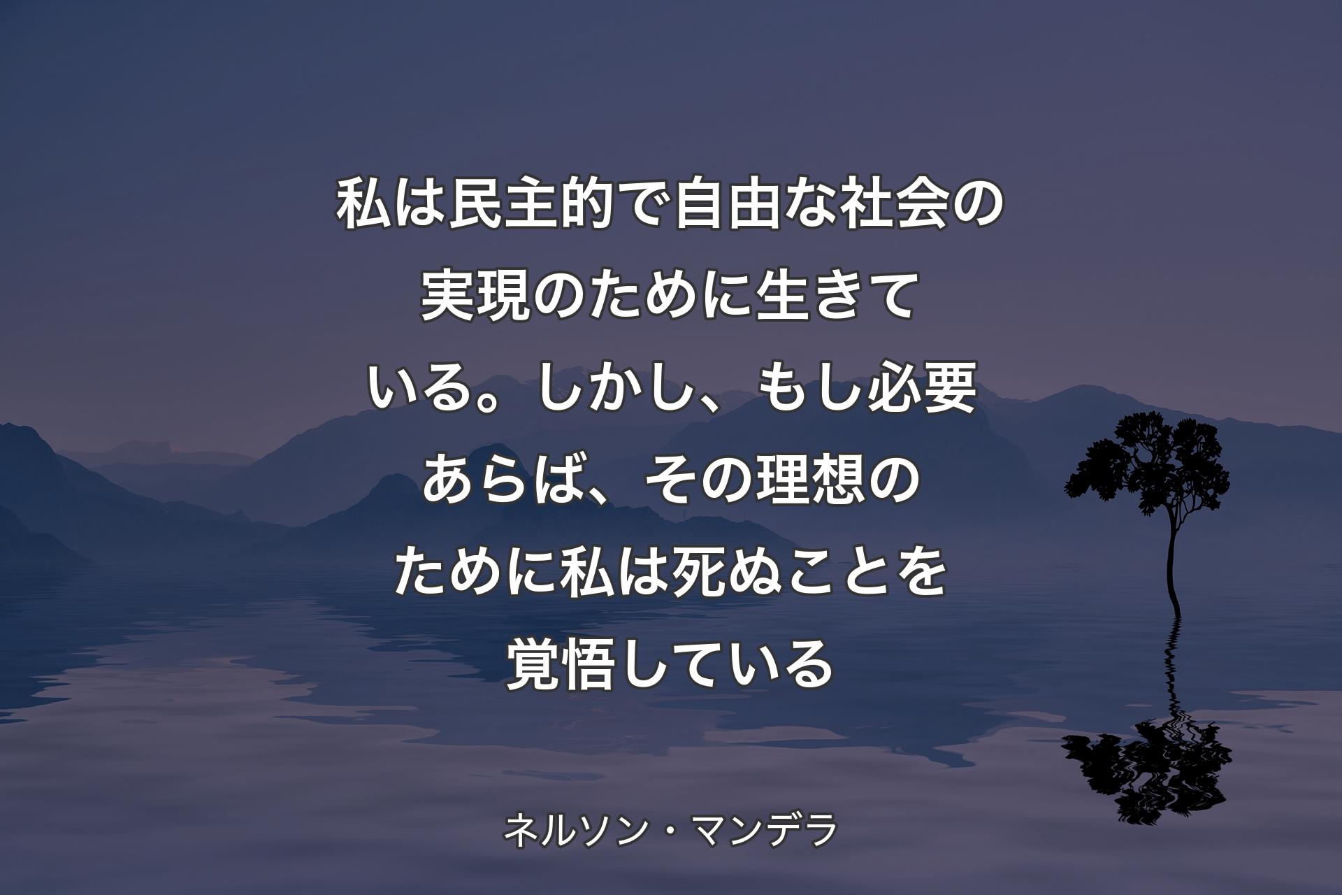 【背景4】私は民主的で自由な社会の実現のために生きている。しかし、もし必要あらば、その理想のために私は死ぬことを覚悟している - ネルソン・マンデラ