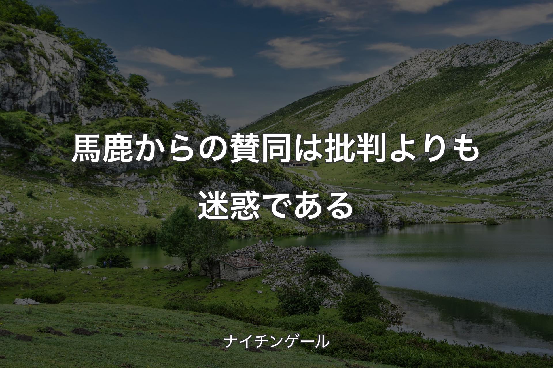 【背景1】馬鹿からの賛同は批判よりも迷惑である - ナイチンゲール