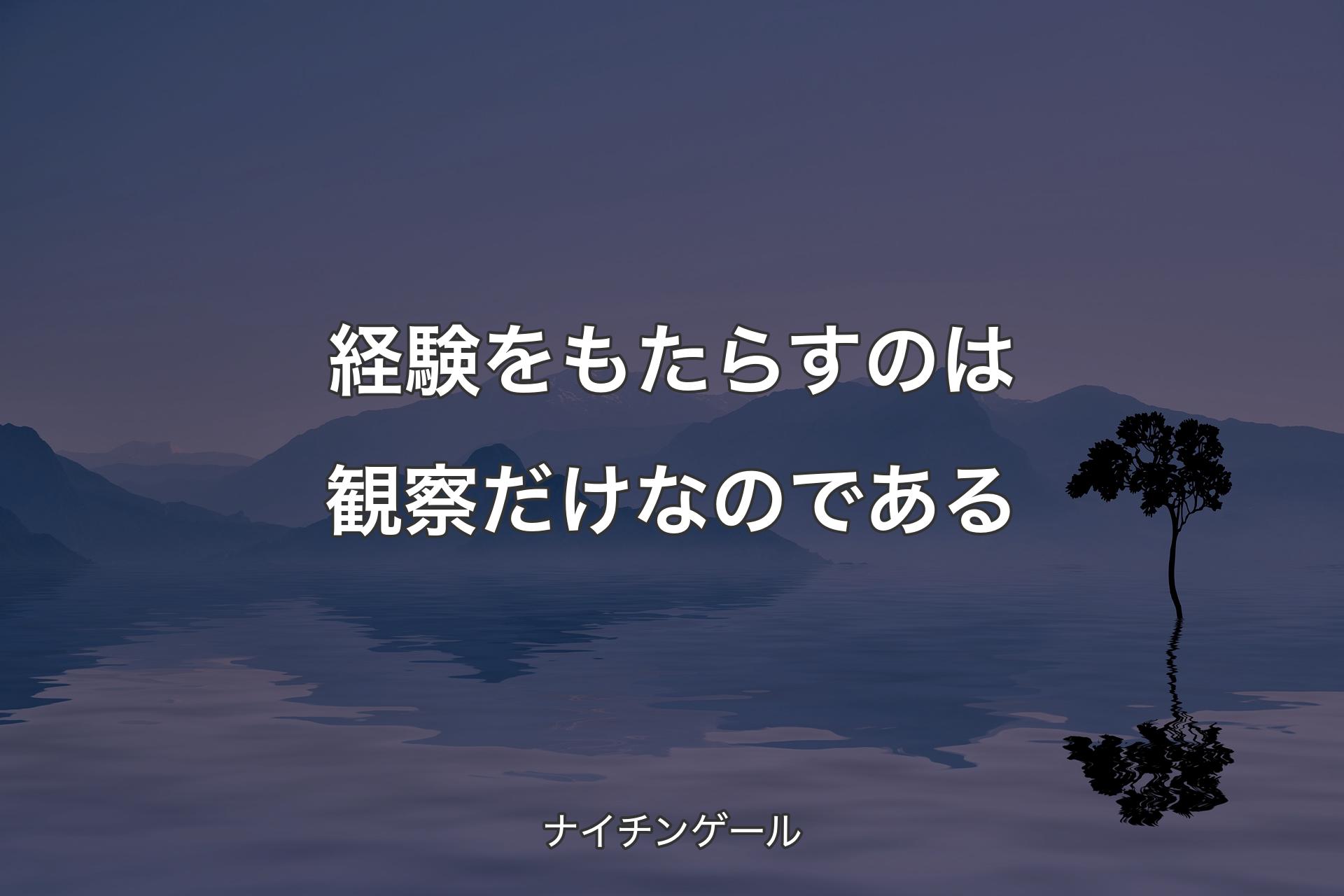 【背景4】経験をもたらすのは観察だけなのである - ナイチンゲール