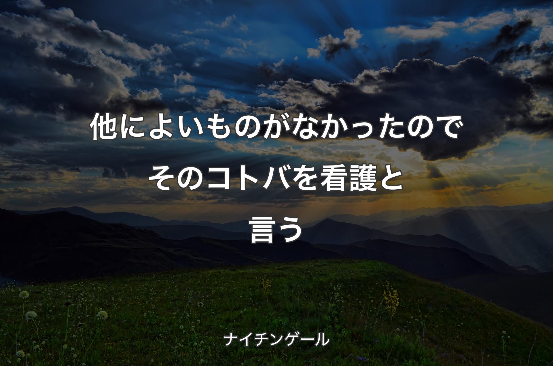 他によいものがなかったのでそのコトバを看護と言う - ナイチンゲール