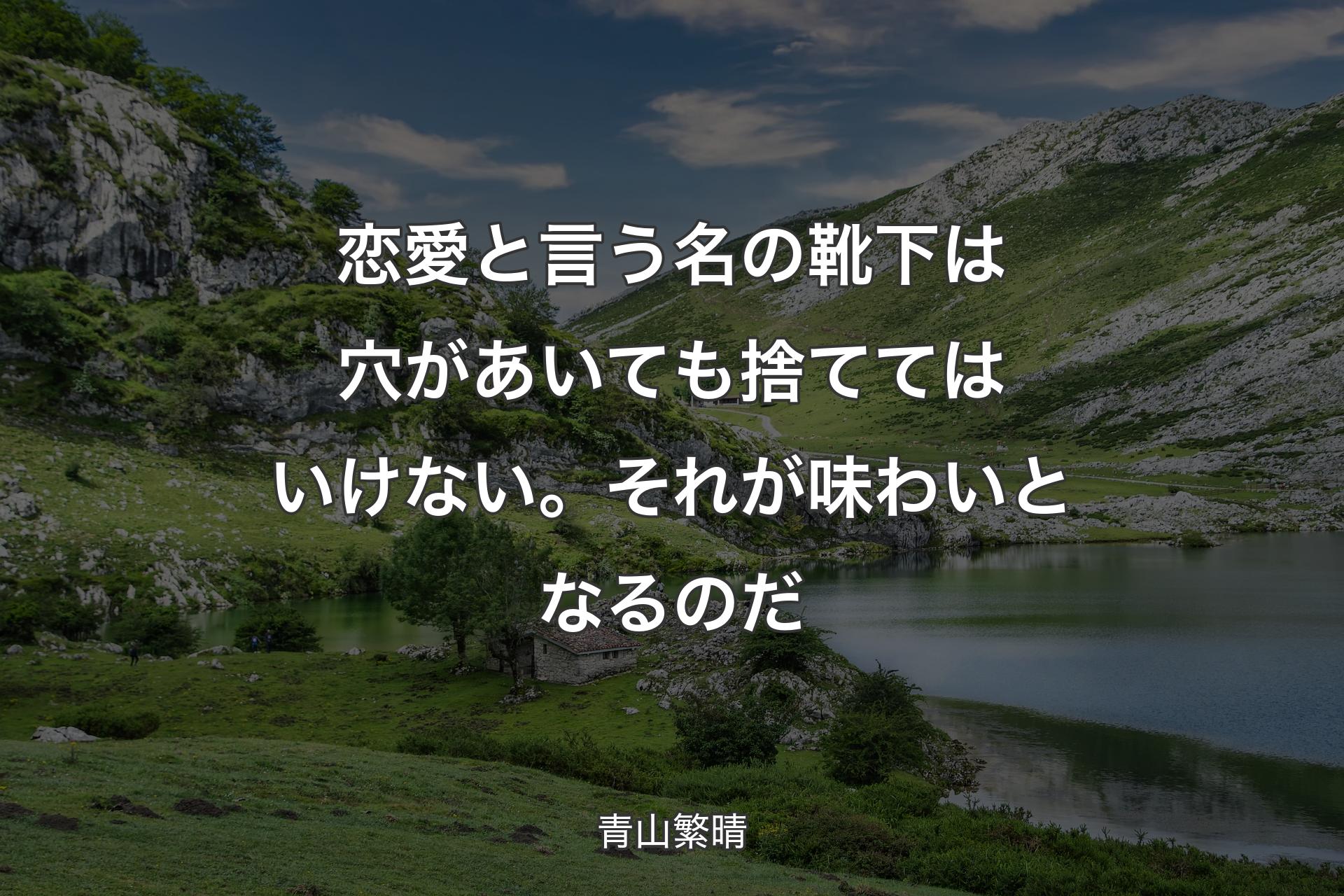 【背景1】恋愛と言う名の靴下は穴があいても捨ててはいけない。それが味わいとなるのだ - 青山繁晴