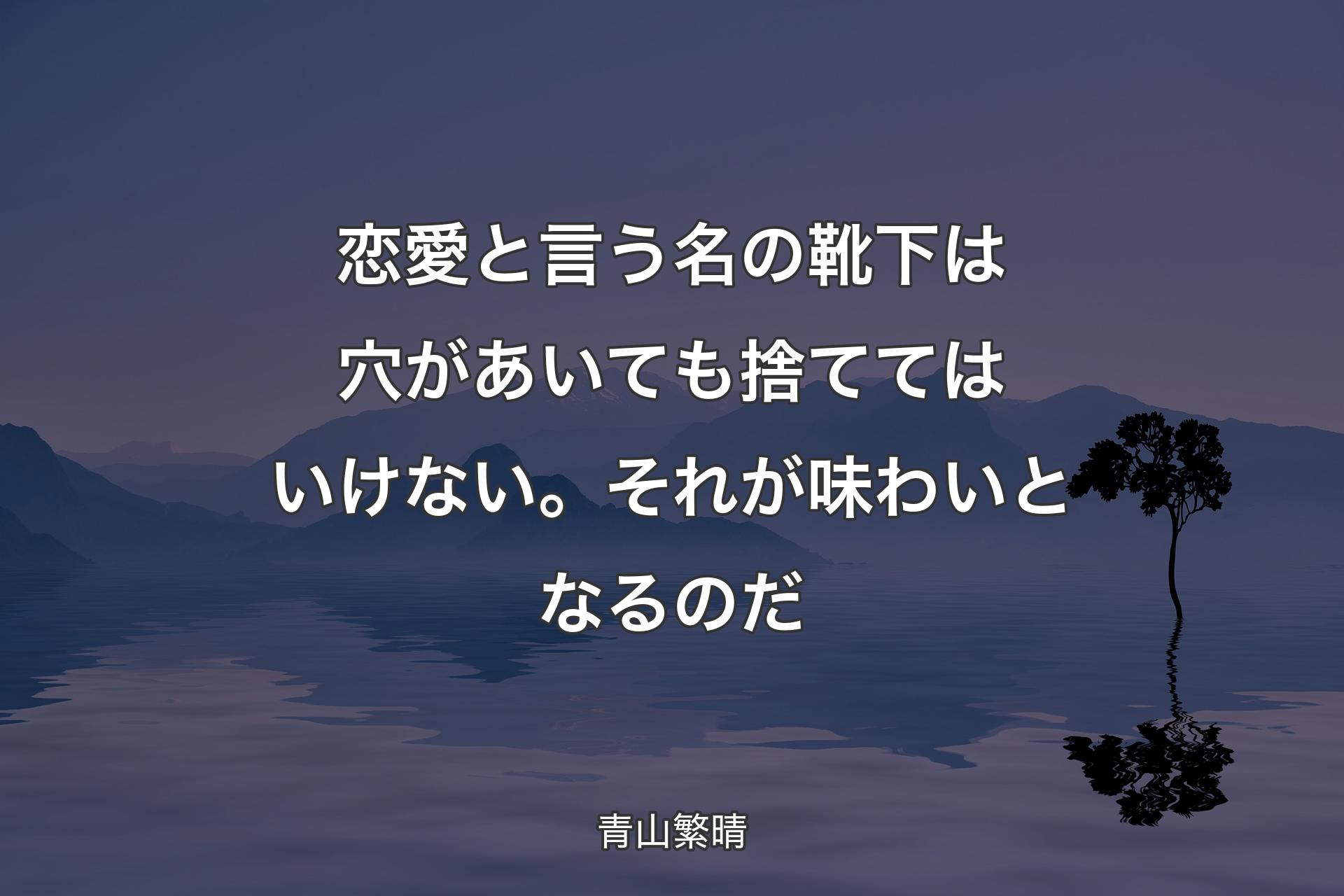 【背景4】恋愛と言う名の靴下は穴があいても捨ててはいけない。それが味わいとなるのだ - 青山繁晴