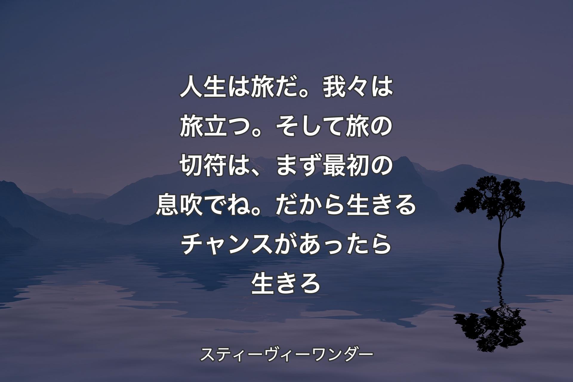 【背景4】人生は旅だ。我々は旅立つ。そして旅の切符は、まず最初の息吹でね。だから生きるチャンスがあったら生きろ - スティーヴィーワンダー