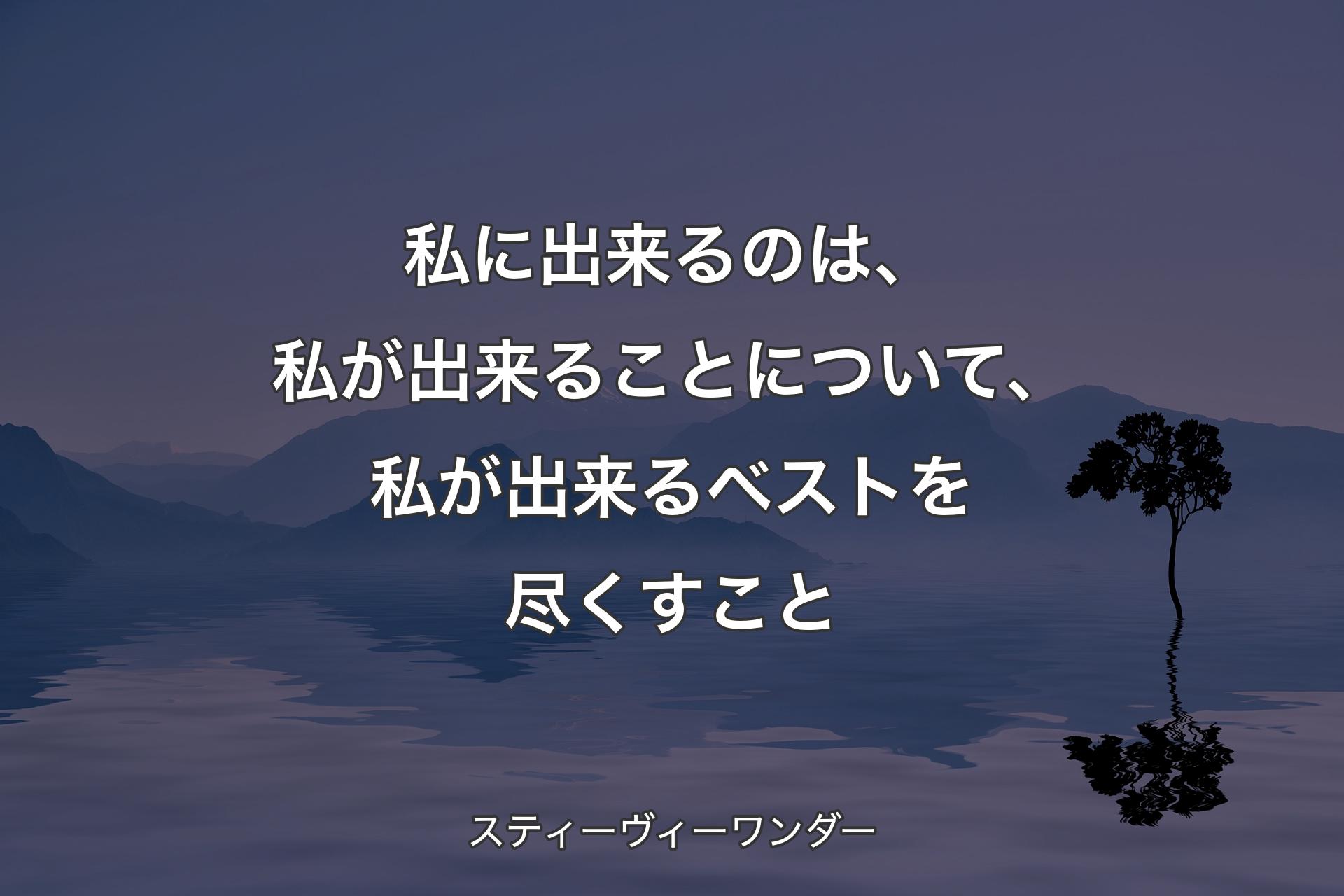 【背景4】私に出来るのは、私が出来ることについて、私が出来るベストを尽くすこと - スティーヴィーワンダー