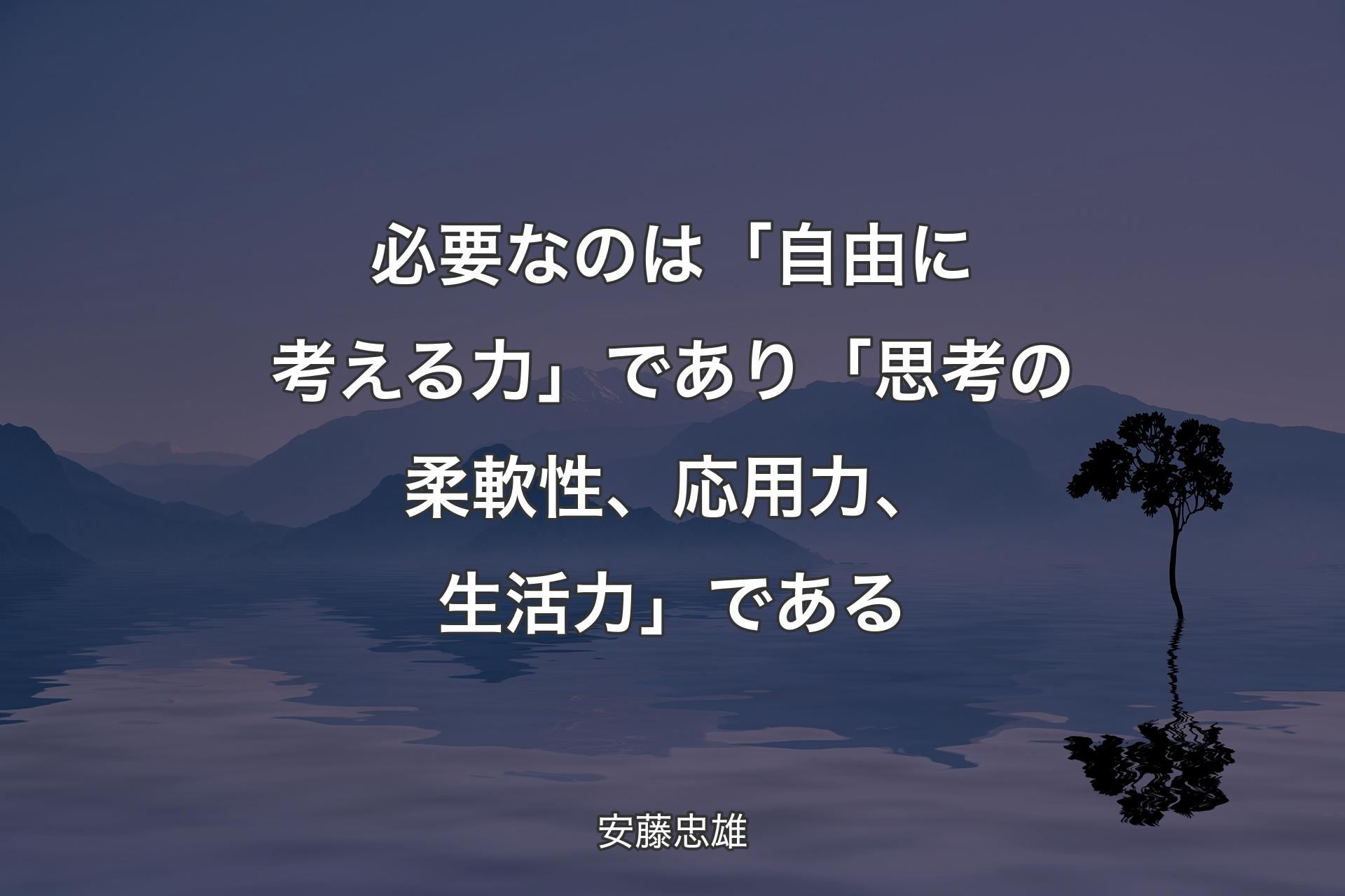 【背景4】必要なのは「自由に考える力」であり「思考の柔軟性、応用力、生活力」である - 安藤忠雄