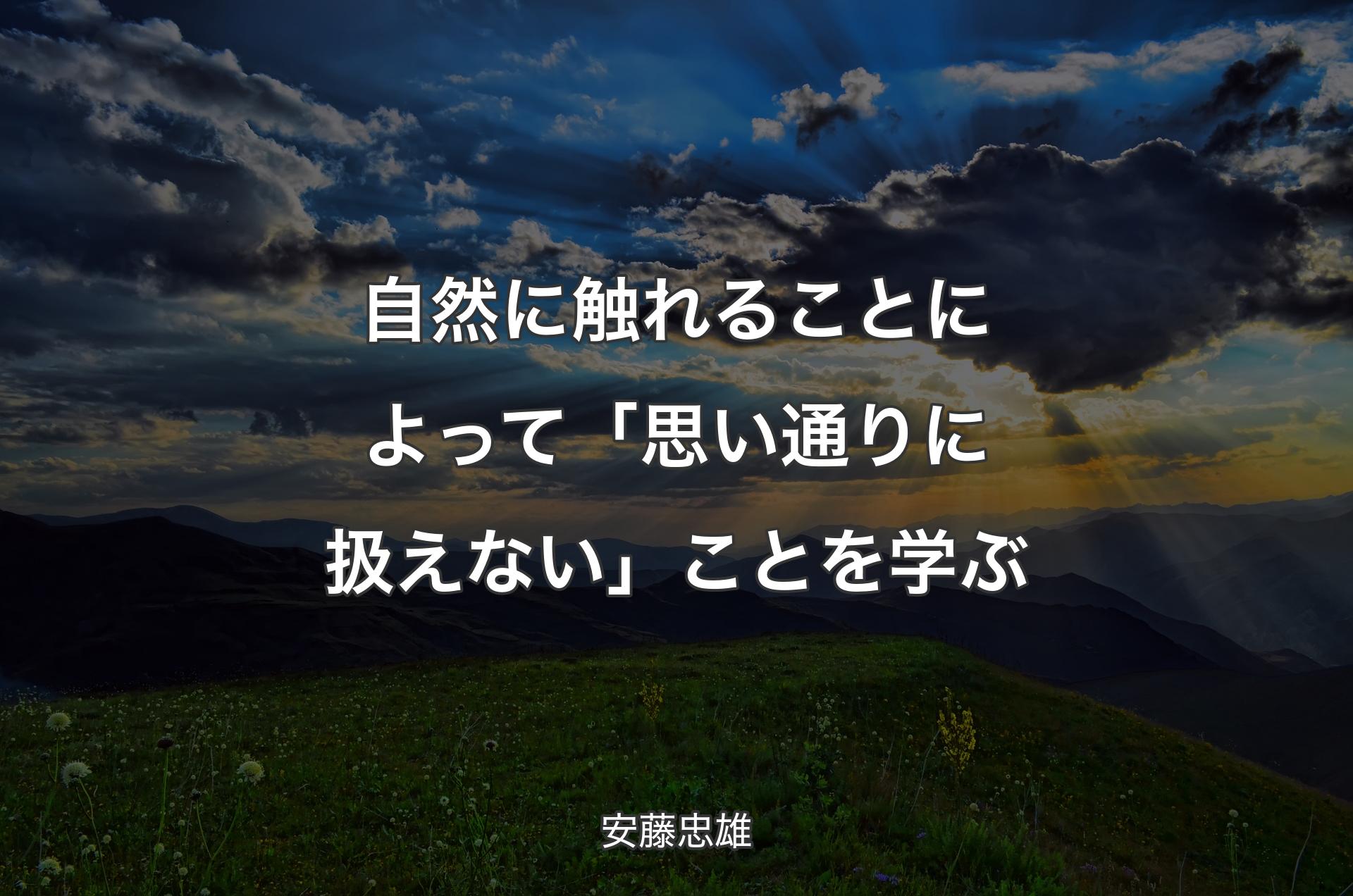 自然に触れることによって「思い通りに扱えない」ことを学ぶ - 安藤忠雄