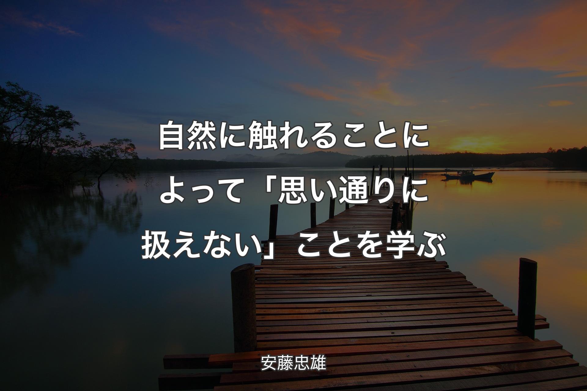 自然に触れることによって「思い通りに扱えない」ことを学ぶ - 安藤忠雄