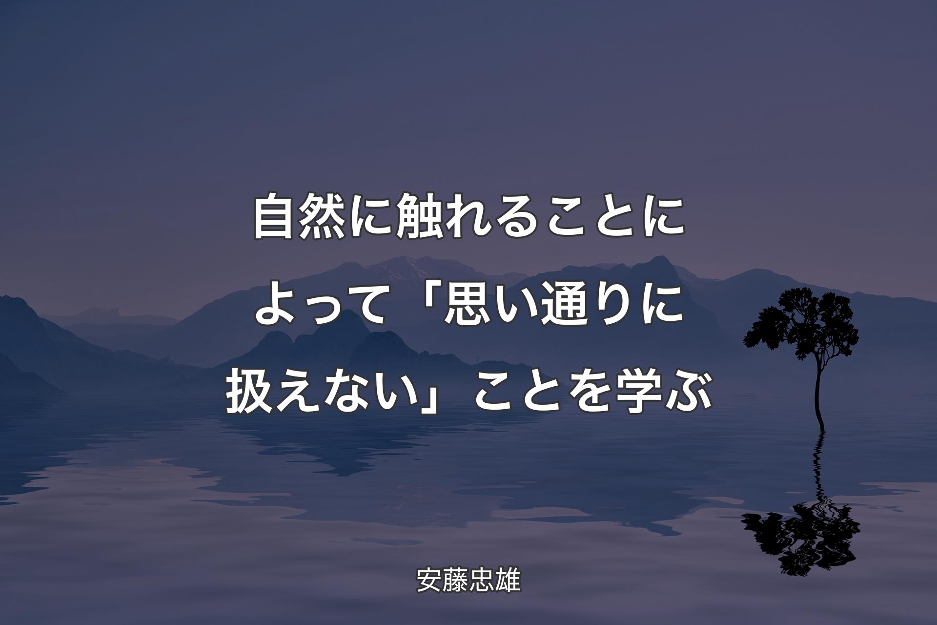 【背景4】自然に触れることによって「思い通りに扱えない」ことを学ぶ - 安藤忠雄