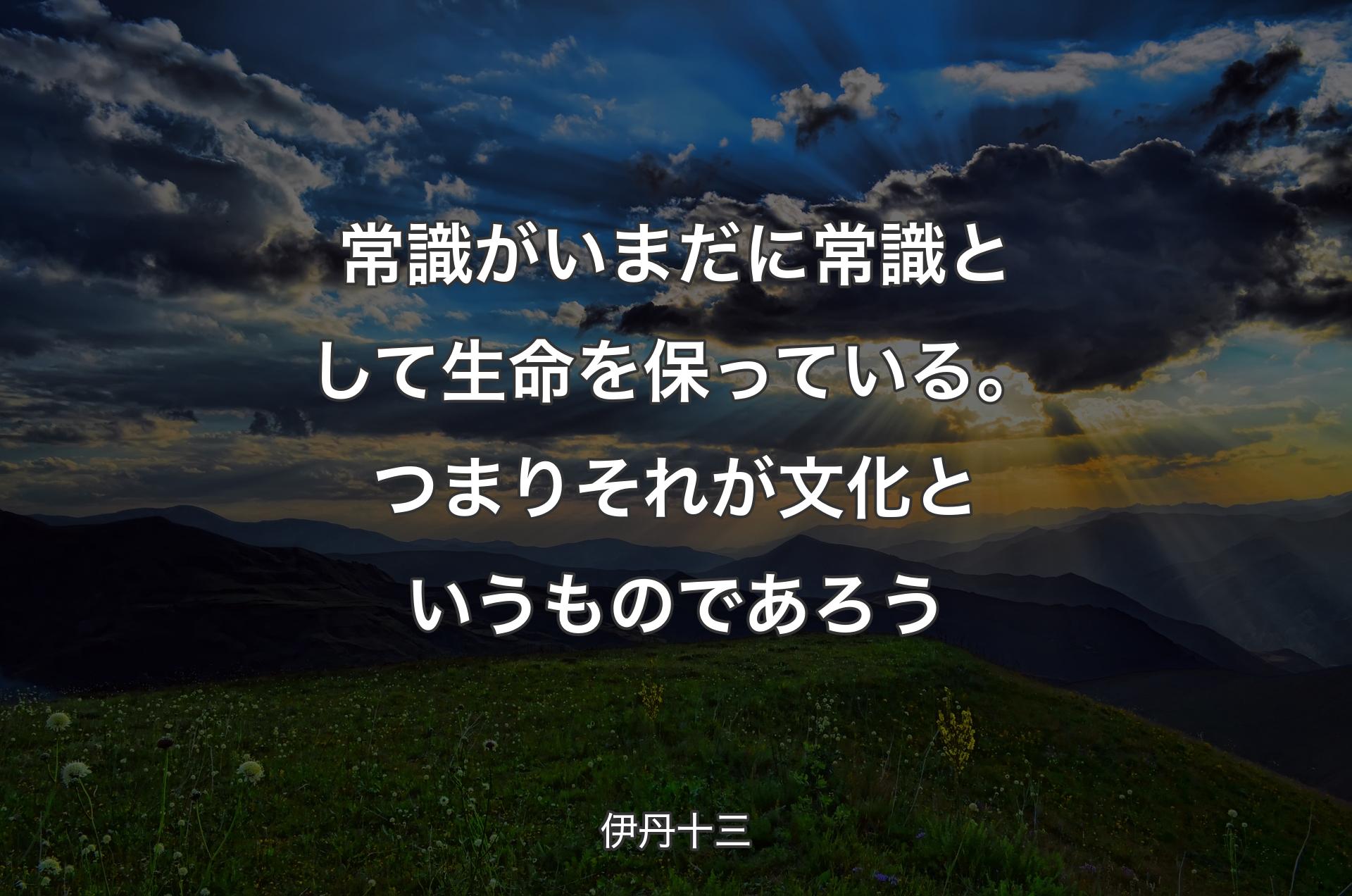 常識がいまだに常識として生命を保っている。つまりそれが文化というものであろう - 伊丹十三