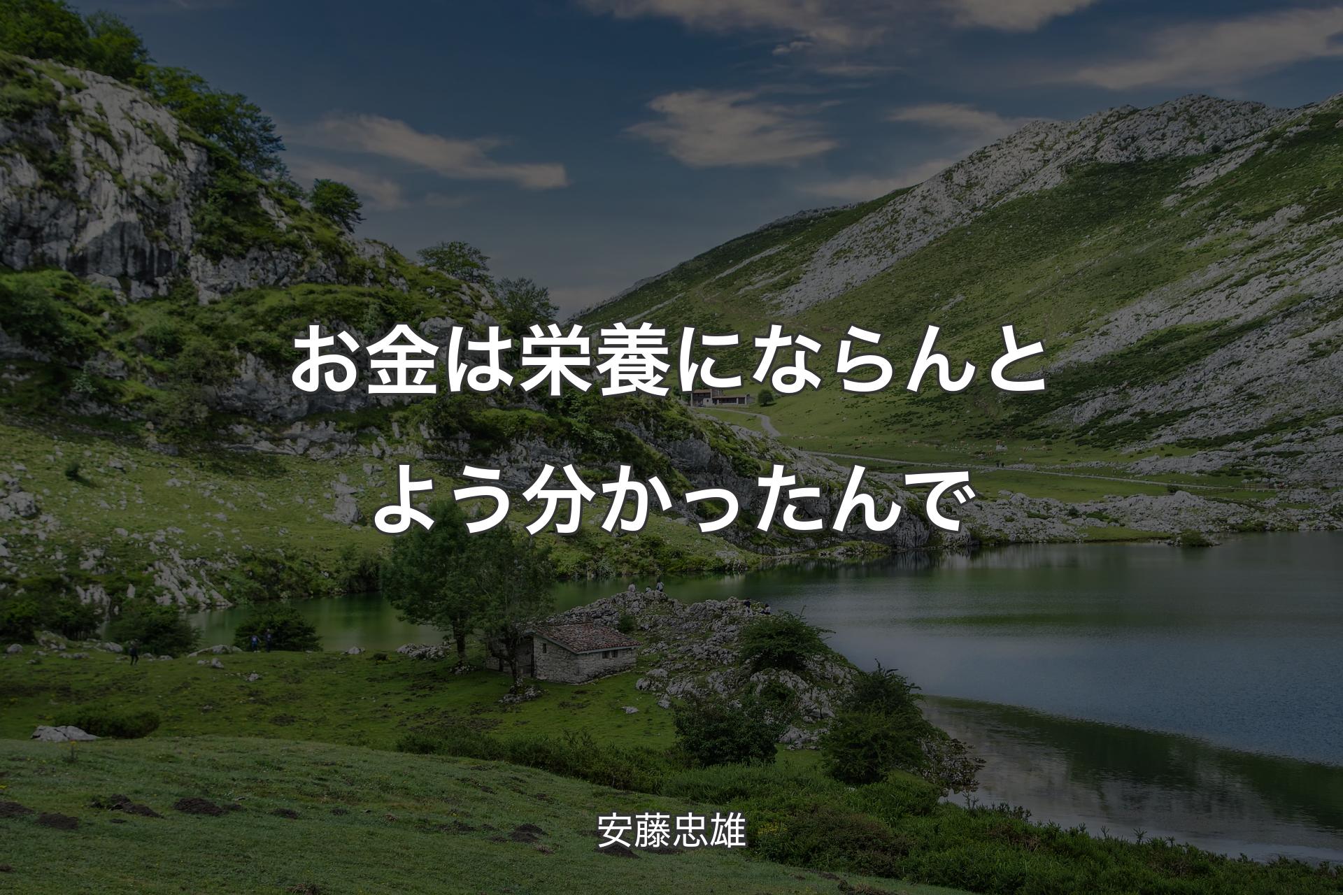 【背景1】お金は栄養にならんとよう分かったんで - 安藤忠雄