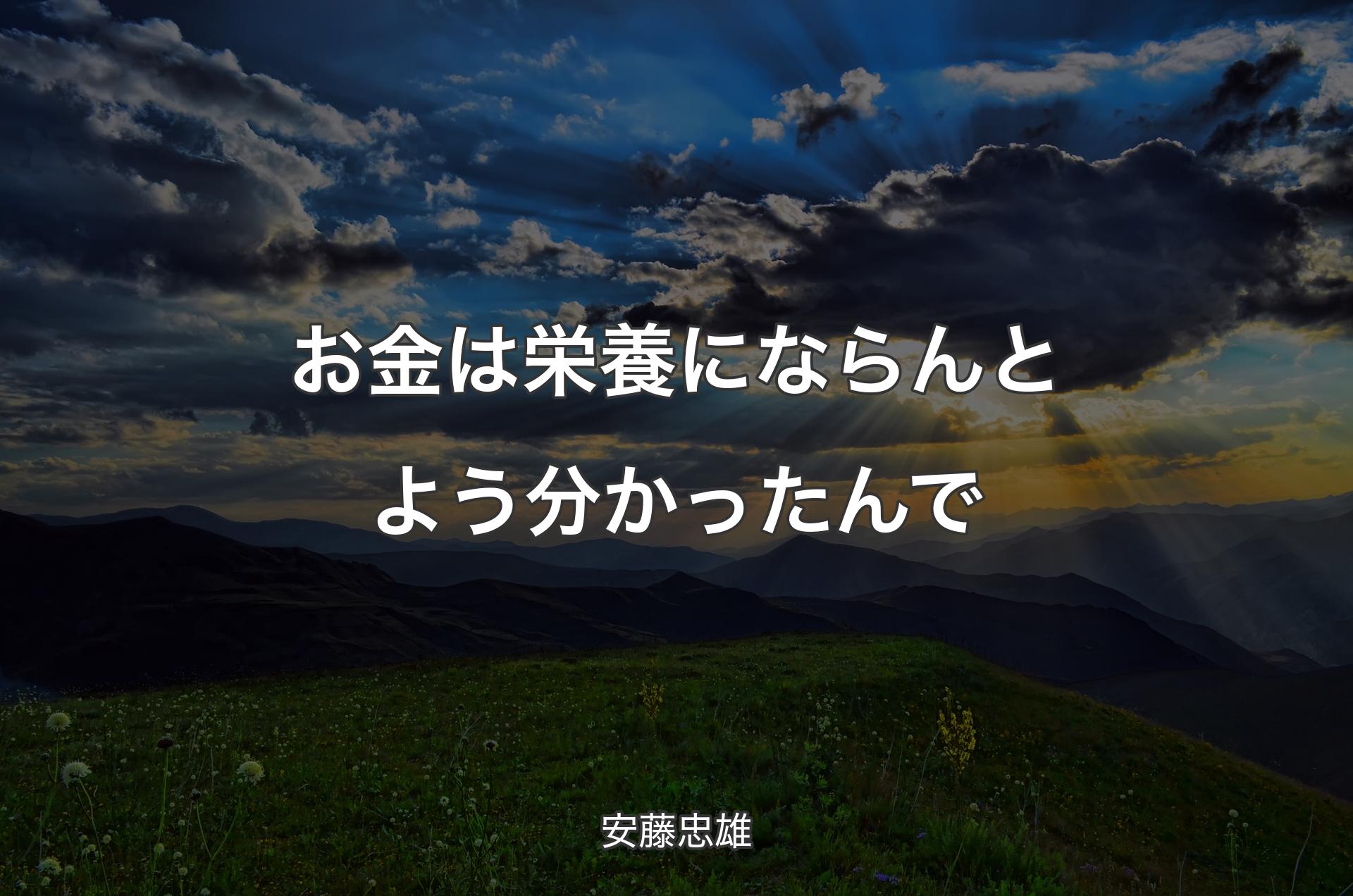 お金は栄養にならんとよう分かったんで - 安藤忠雄