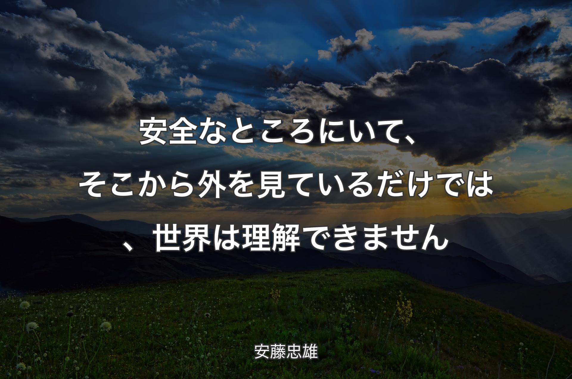 安全なところにいて、そこから外を見ているだけでは、世界は理解できません - 安藤忠雄