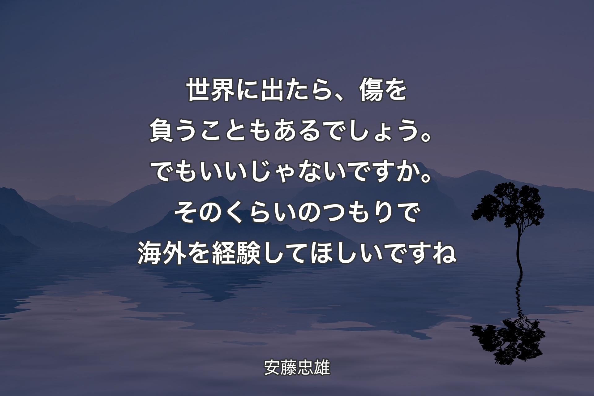 【背景4】世界に出たら、傷を負うこともあるでしょう。でもいいじゃないですか。そのくらいのつもりで海外を経験してほしいですね - 安藤忠雄