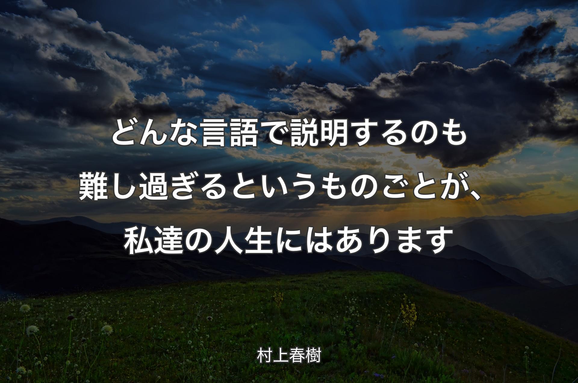 どんな言語で説明するのも難し過ぎるというものごとが、私達の人生にはあります - 村上春樹