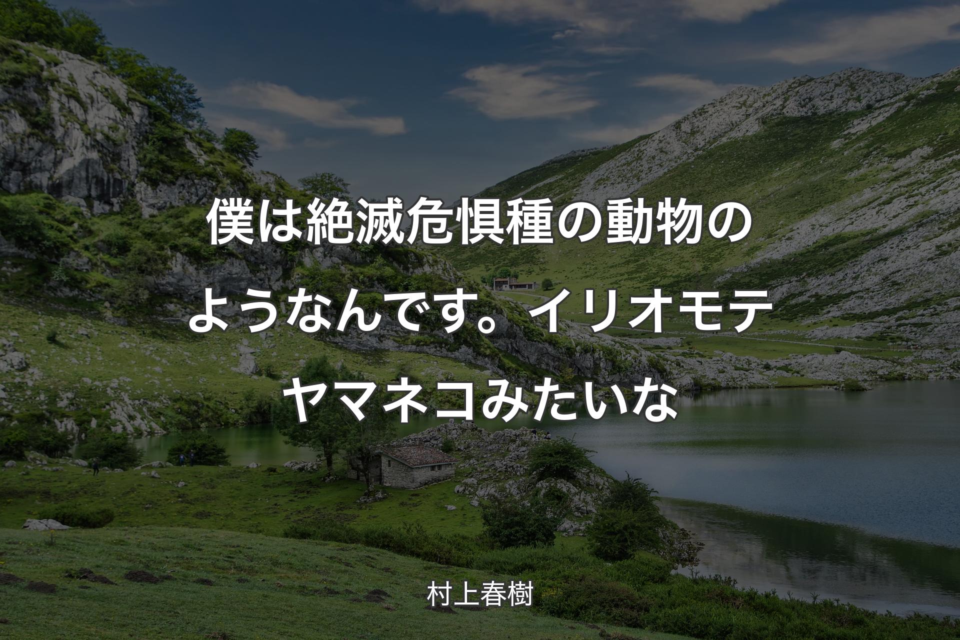 【背景1】僕は絶滅危惧種の動物のようなんです。イリオモテヤマネコみたいな - 村上春樹