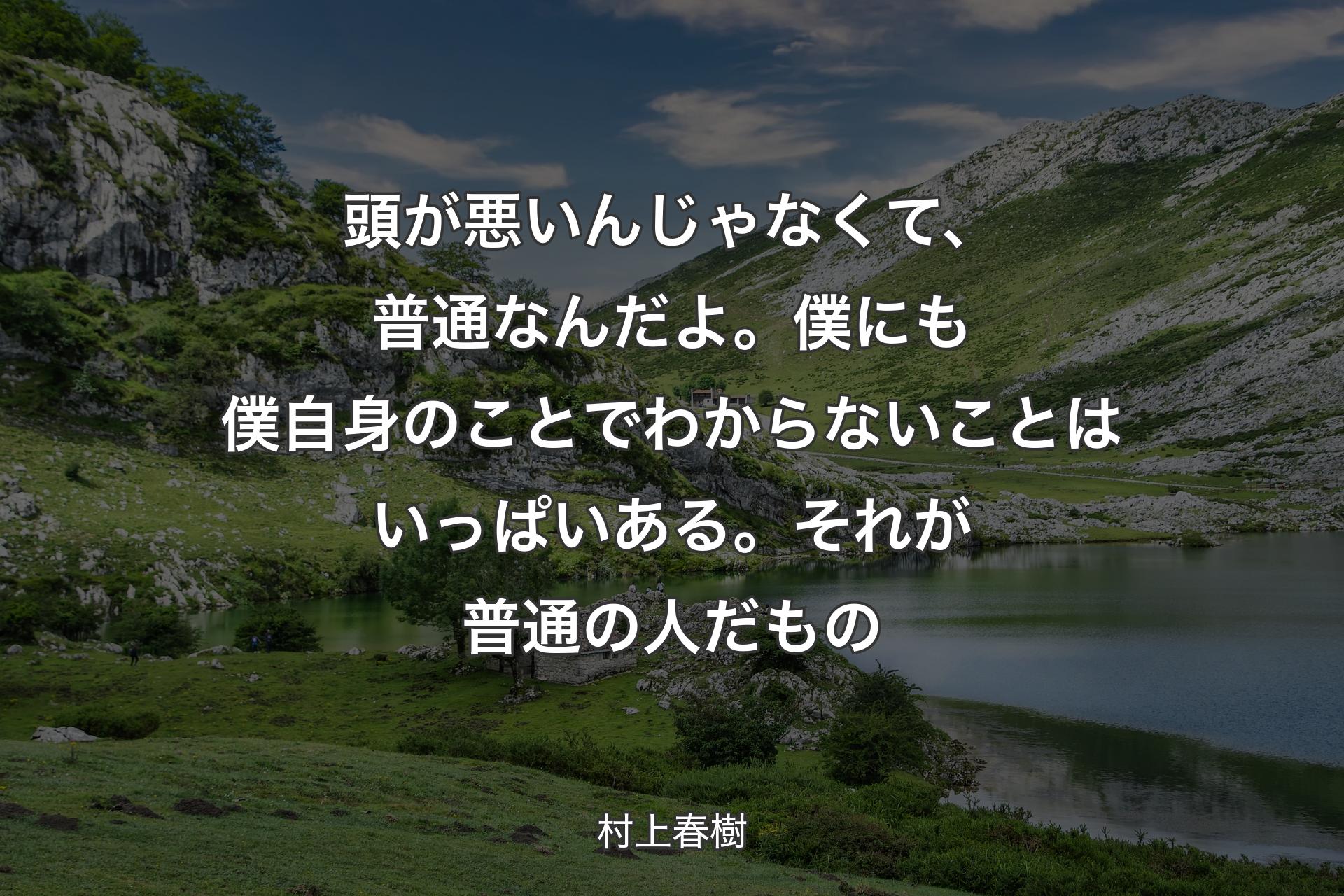 【背景1】頭が悪いんじゃなくて、普通なんだよ。僕にも僕自身のことでわからないことはいっぱいある。それが普通の人だもの - 村上春樹