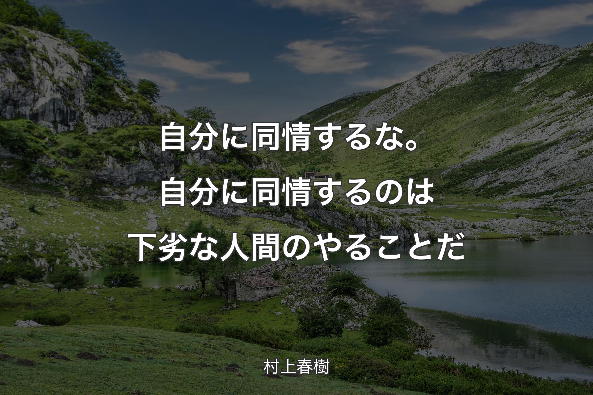 自分に同情するな。自分に同情するのは下劣な人間のやることだ - 村上春樹