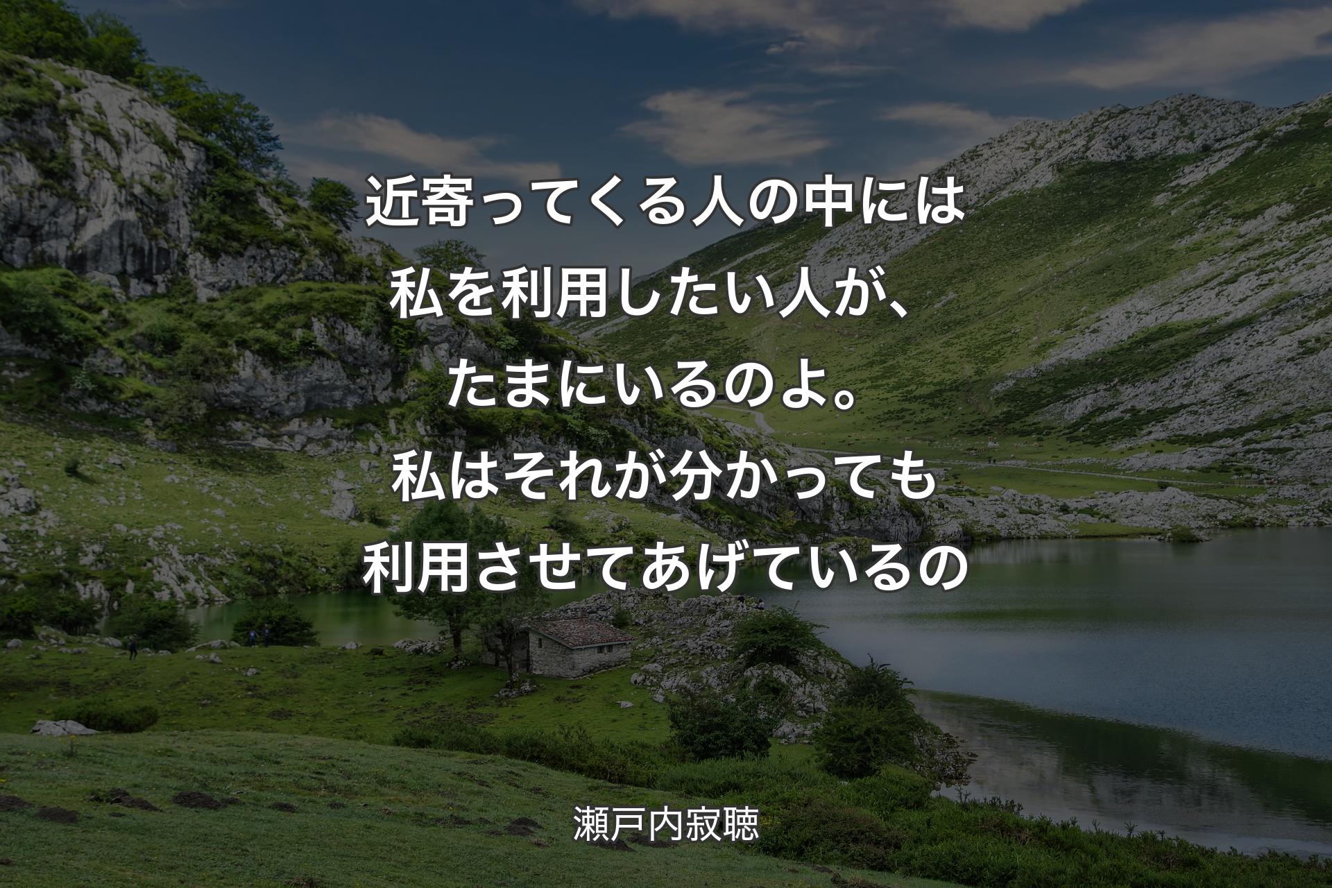 【背景1】近寄ってくる人の中には私を利用したい人が、たまにいるのよ。私はそれが分かっても利用させてあげているの - 瀬戸内寂聴