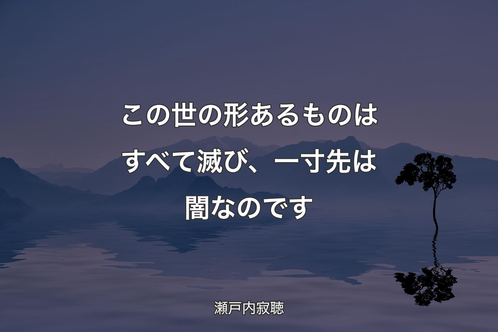 【背景4】この世の形あるものはすべて滅び、一寸先は闇なのです - 瀬戸内寂聴