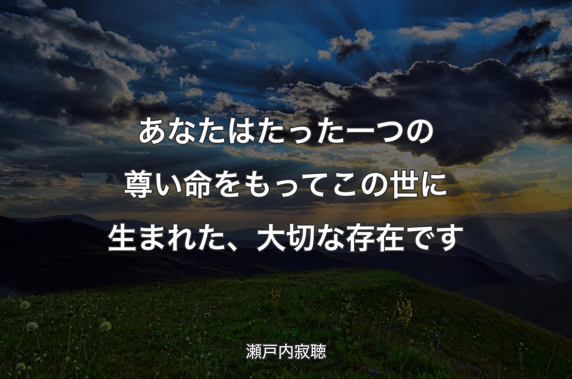 あなたはたった一つの尊い命をもってこの世に生まれた、大切な存在です - 瀬戸内寂聴