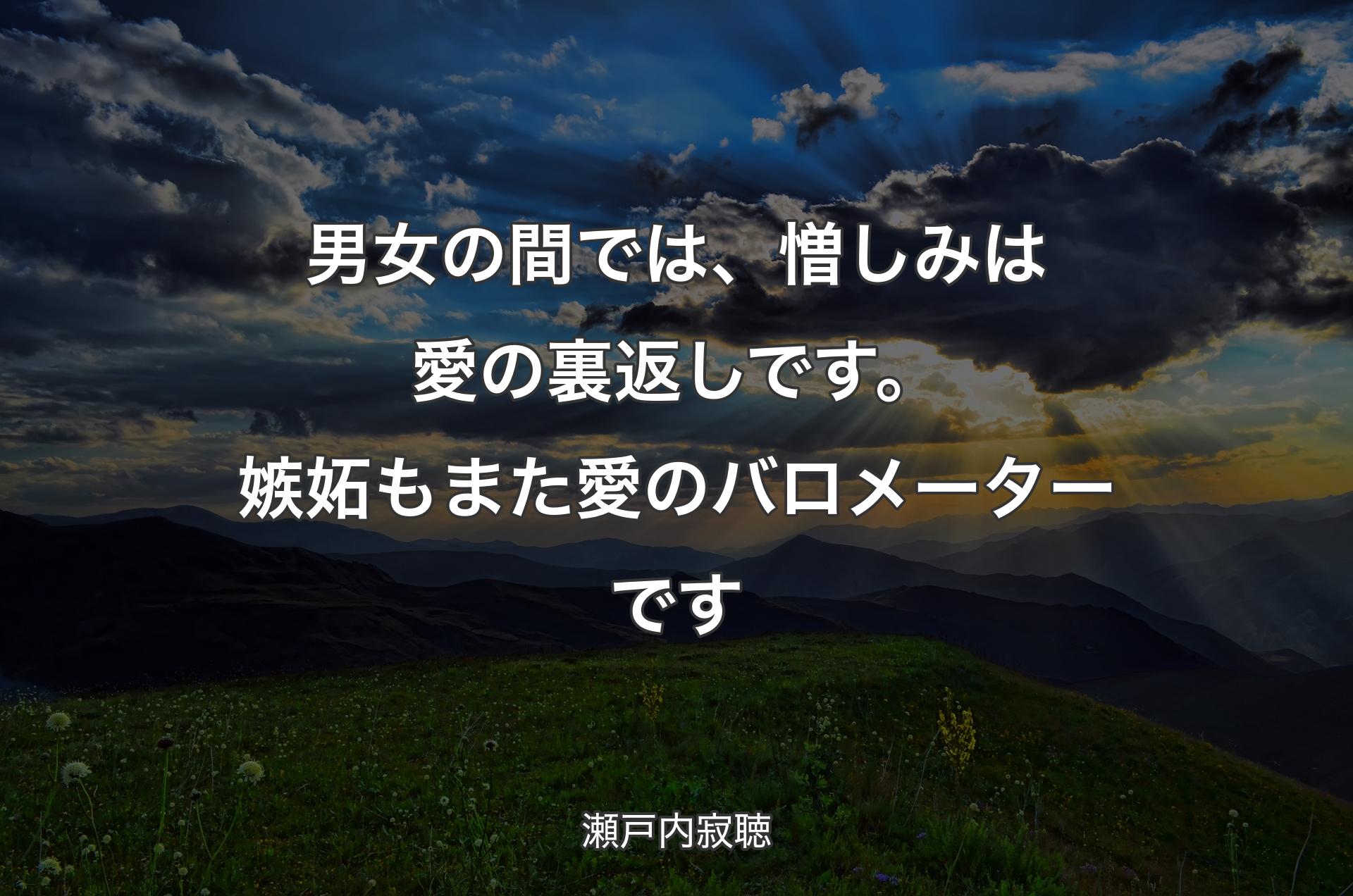 男女の間では、憎しみは愛の裏返しです。嫉妬もまた愛のバロメーターです - 瀬戸内寂聴