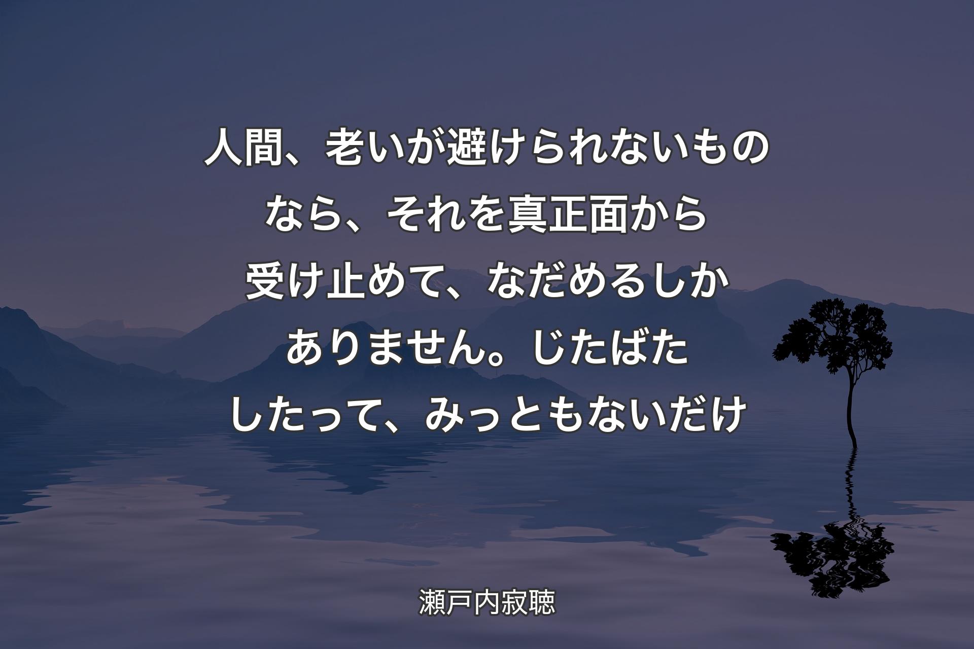 【背景4】人間、老いが避けられないものなら、それを真正面から受け止めて、なだめるしかありません。じたばたしたって、みっともないだけ - 瀬戸内寂聴