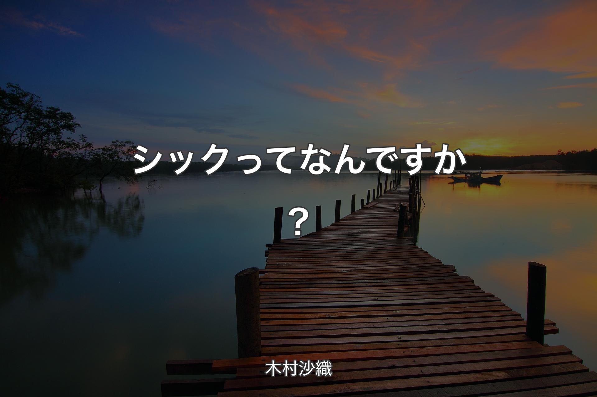 【背景3】シックってなんですか？ - 木村沙織