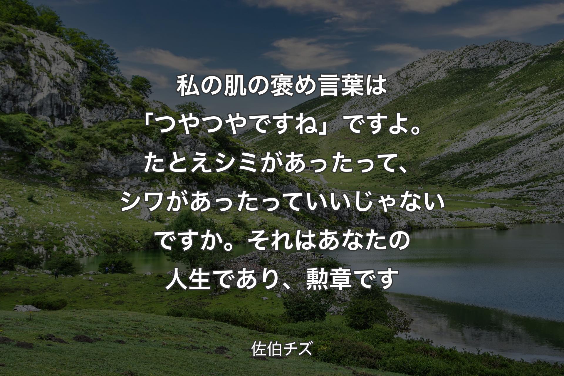 【背景1】私の肌の褒め言葉は「つやつやですね」ですよ。たとえシミがあったって、シワがあったっていいじゃないですか。それはあなたの人生であり、勲章です - 佐伯チズ