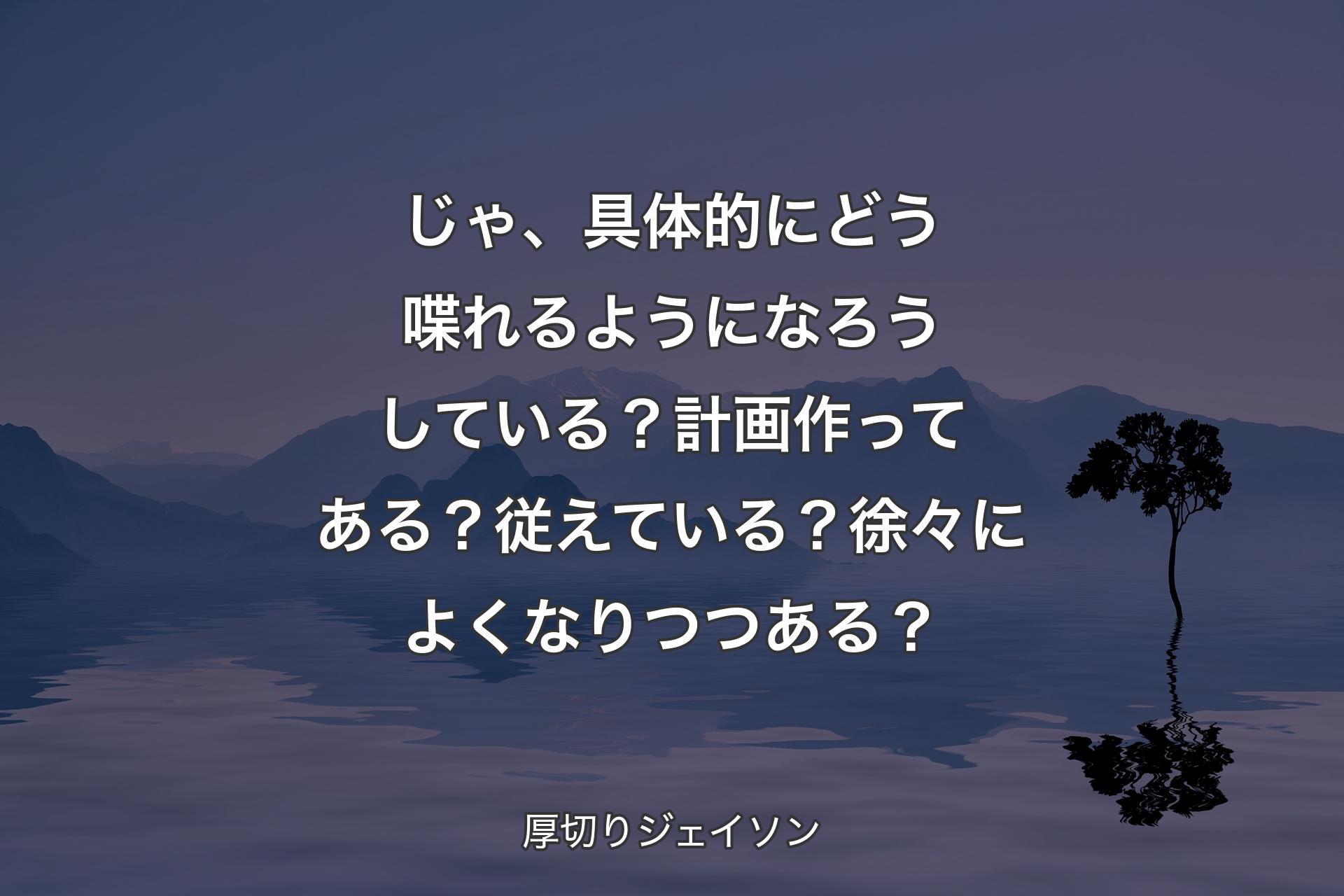 【背景4】じゃ、具体的にどう喋れるようになろうしている？計画作ってある？従えている？徐々によくなりつつある？ - 厚切りジェイソン