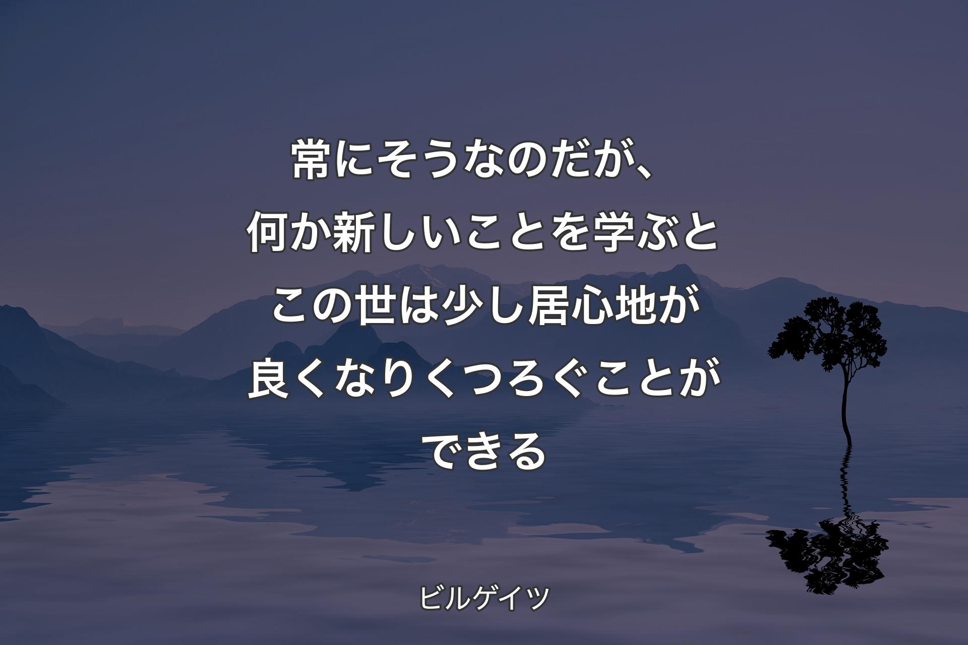 常にそうなのだが、何か新しいことを学ぶとこの世は少し居心地が良くなりくつろぐことができる - ビルゲイツ