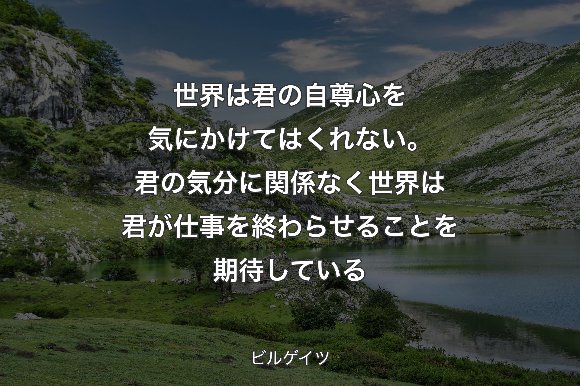 世界は君の自尊心を気にかけてはくれない。君の気分に関係なく世界は君が仕事を終わらせることを期待している - ビルゲイツ