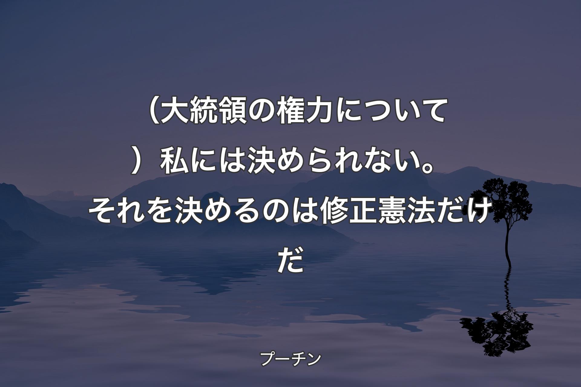 【背景4】（大統領の権力について）私には決められない。それを決めるのは修正憲法だけだ - プーチン