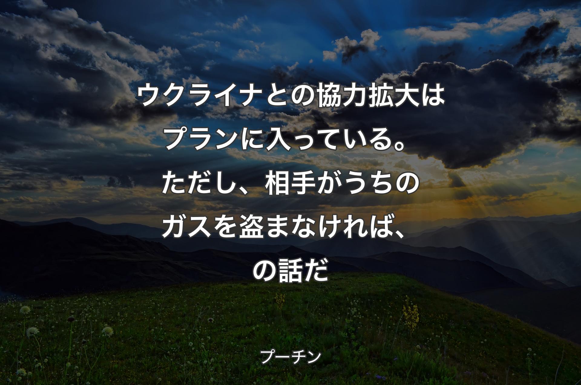 ウクライナとの協力拡大はプランに入っている。ただし、相手がうちのガスを盗まなければ、の話だ - プーチン