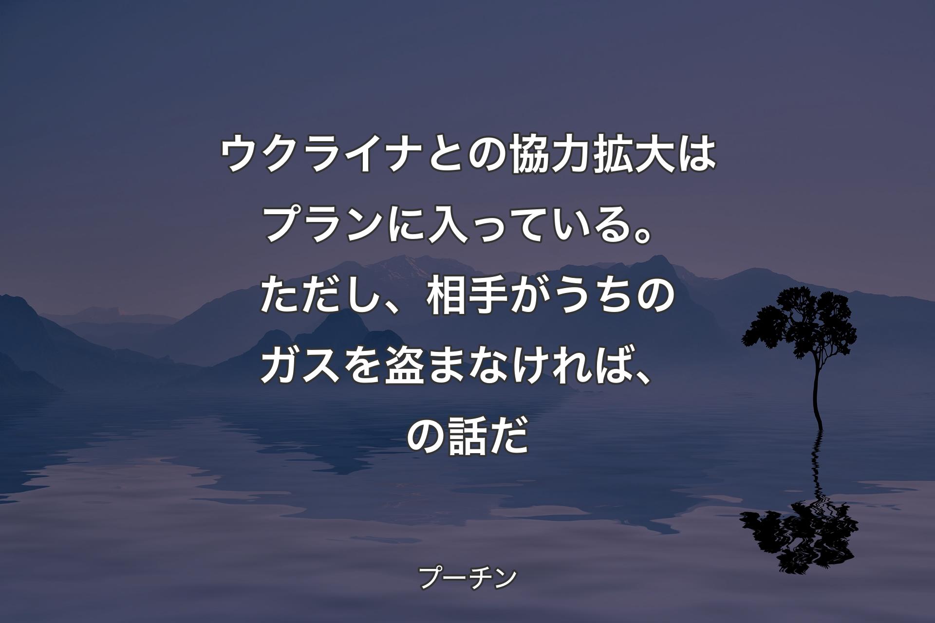 【背景4】ウクライナとの協力拡大はプランに入っている。ただし、相手がうちのガスを盗まなければ、の話だ - プーチン