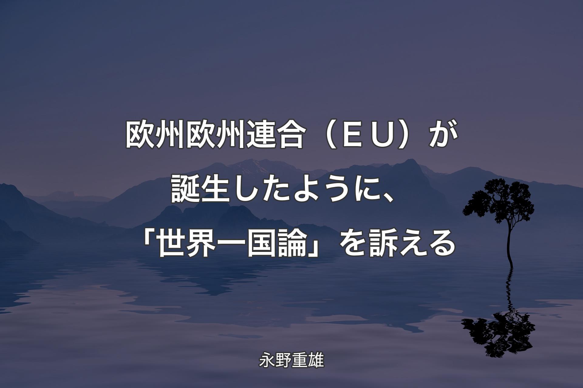 【��背景4】欧州欧州連合（ＥＵ）が誕生したように、「世界一国論」を訴える - 永野重雄