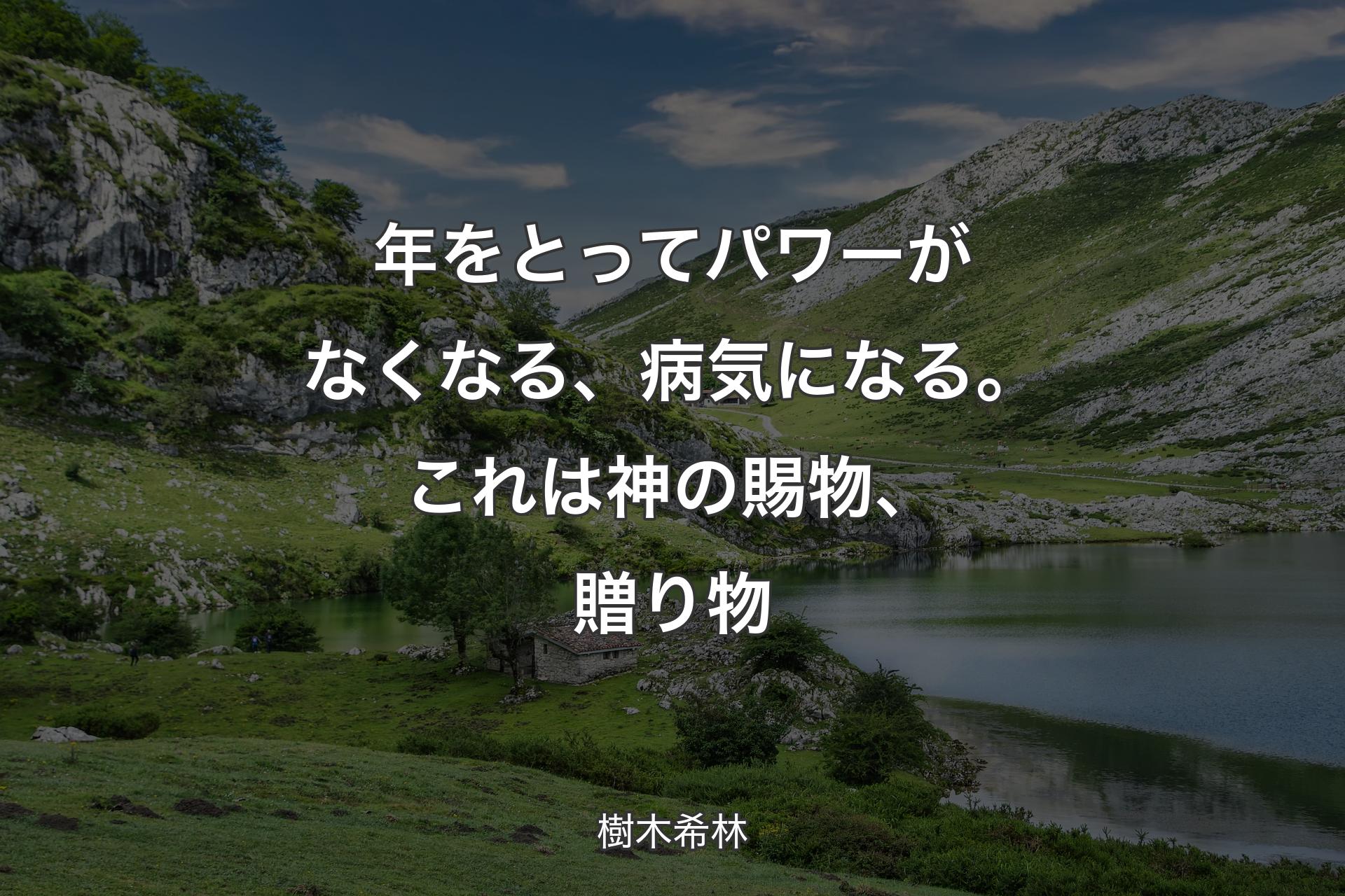 【背景1】年をとってパワーがなくなる、病気になる。これは神の賜物、贈り物 - 樹木希林