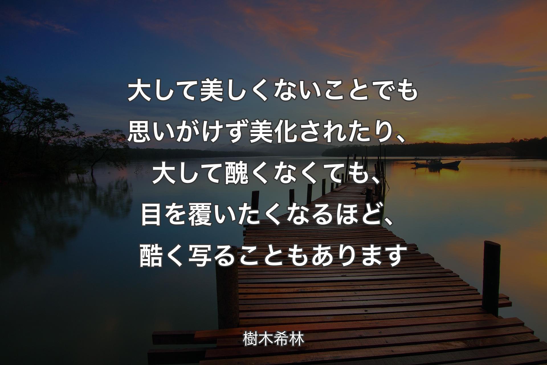 【背景3】大して美しくないことでも思いがけず美化されたり、大して醜くなくても、目を覆いたくなるほど、酷く写ることもあります - 樹木希林