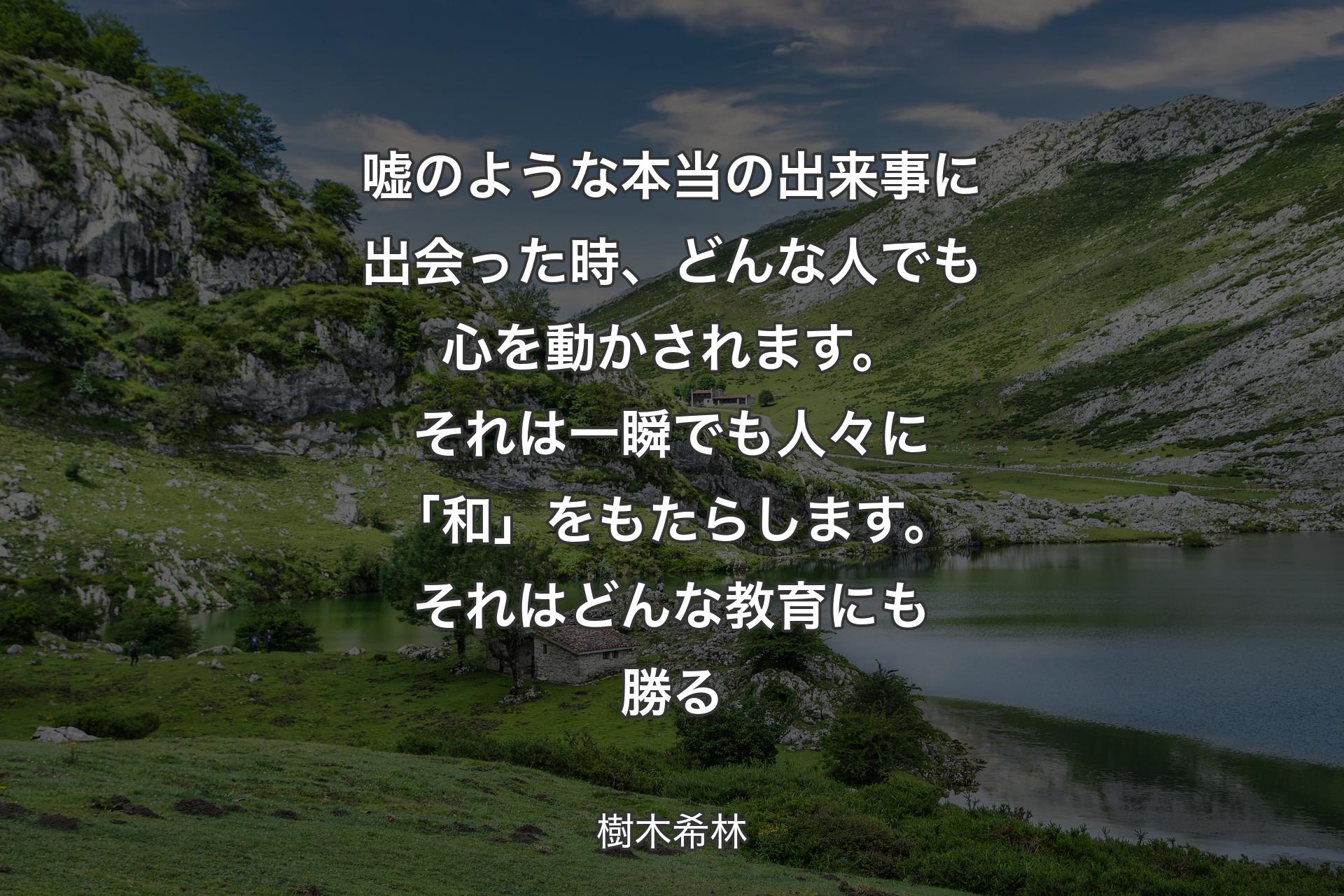 【背景1】嘘のような本当の出来事に出会った時、どんな人でも心を動かされます。それは一瞬でも人々に「和」をもたらします。それはどんな教育にも勝る - 樹木希林