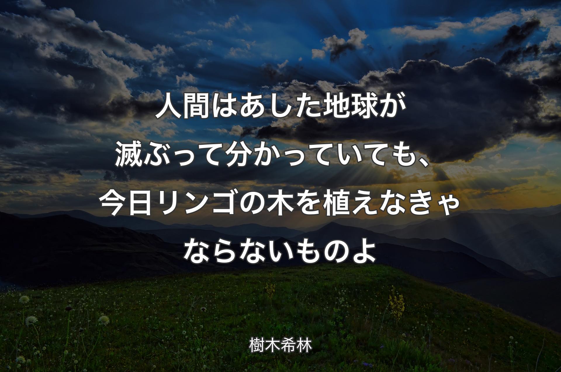 人間はあした地球が滅ぶって分かっていても、今日リンゴの木を植えなきゃならないものよ - 樹木希林