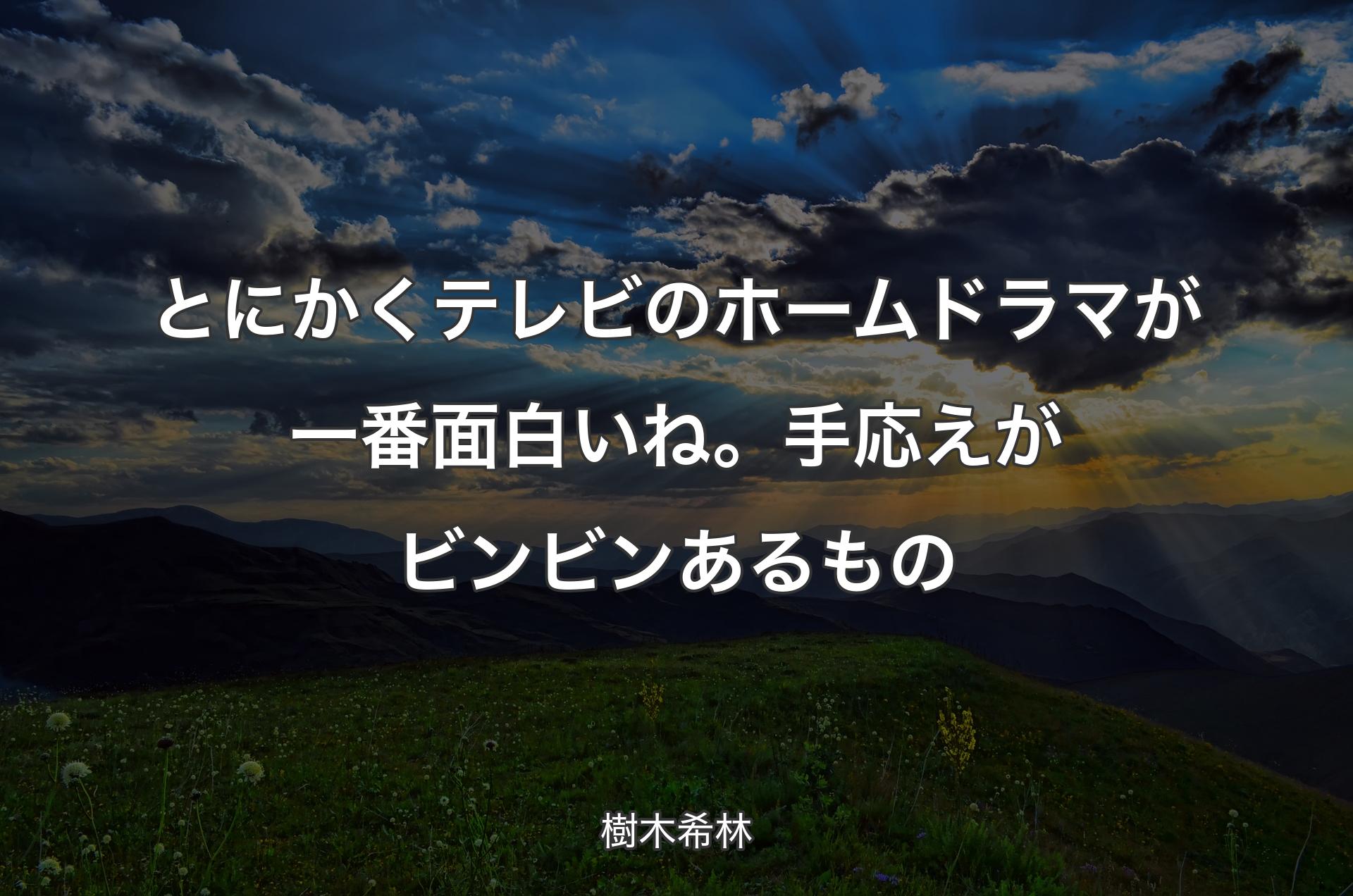 とにかくテレビのホームドラマが一番面白いね。手応えがビンビンあるもの - 樹木希林