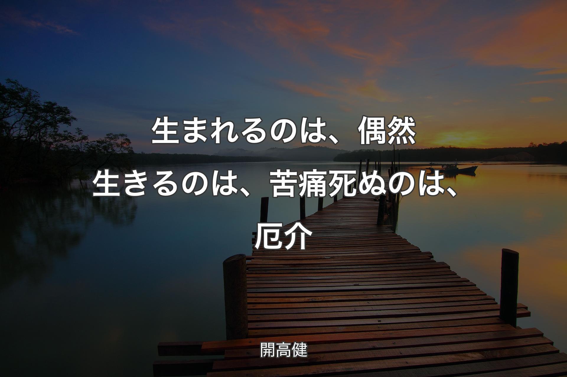 【背景3】生まれるのは、偶然 生きるのは、苦痛 死ぬのは、厄介 - 開高健