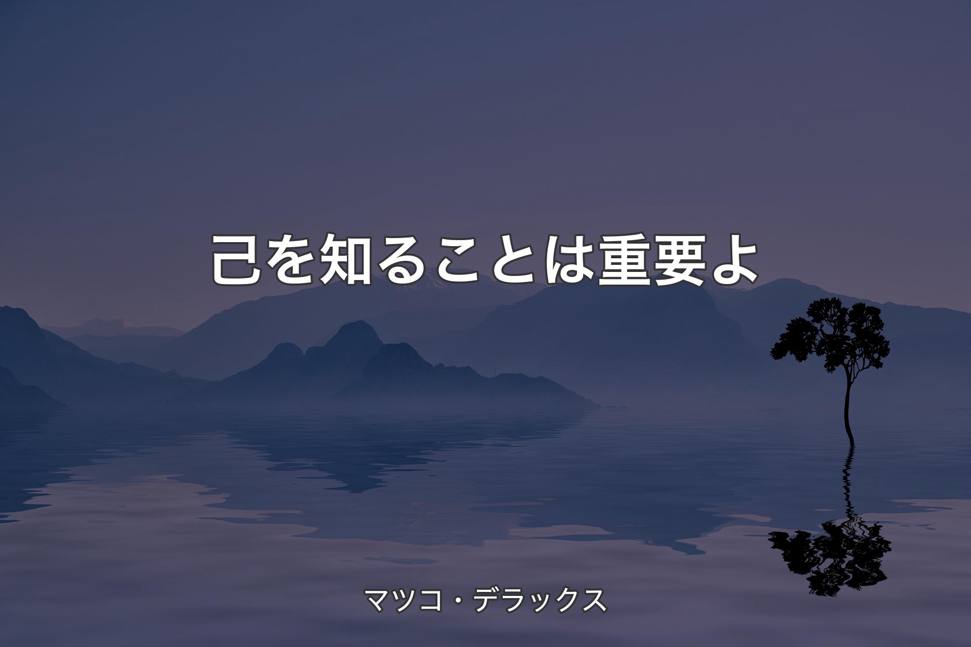 【背景4】己を知ることは重要よ - マツコ・デラックス