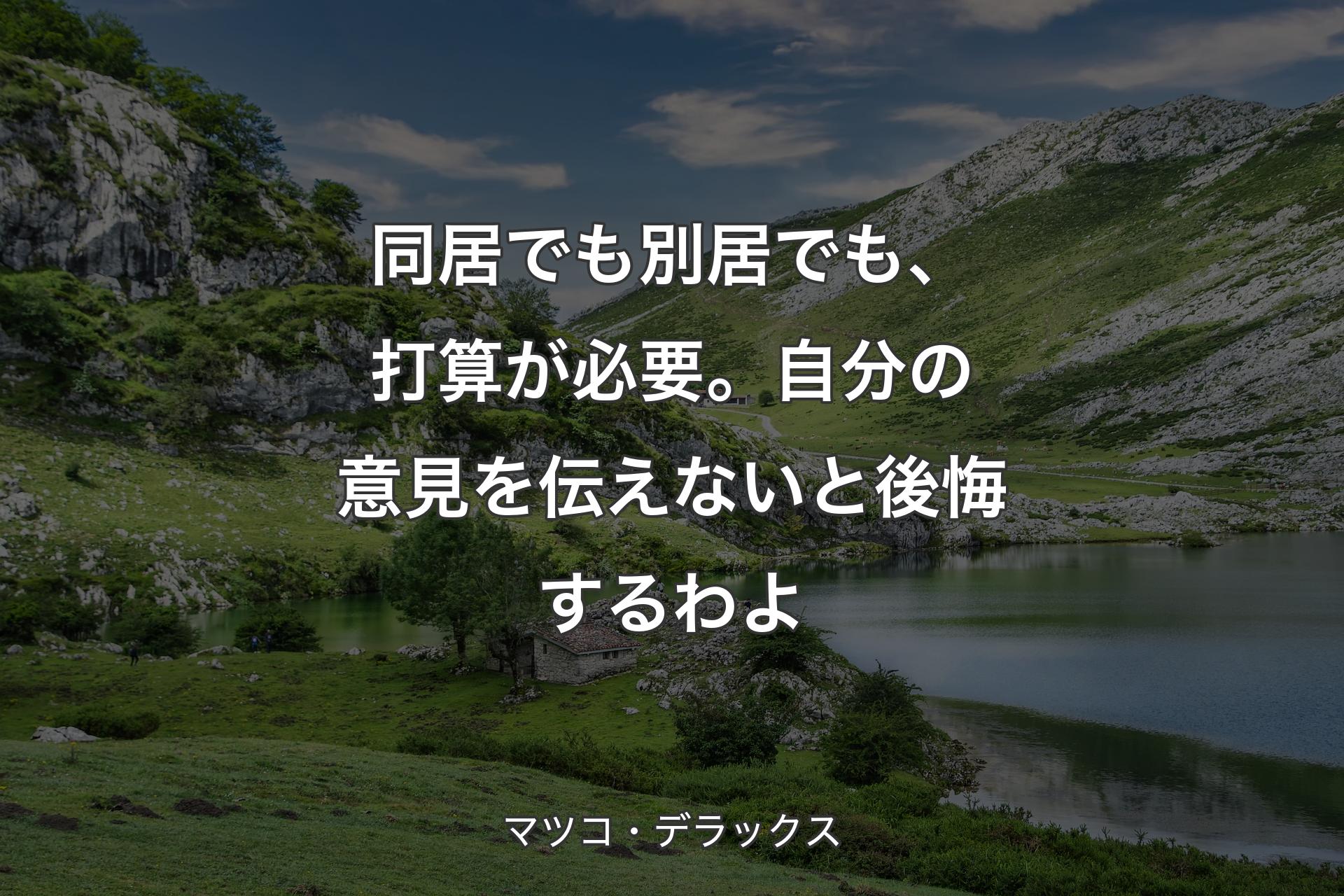 【背景1】同居でも別居でも、打算が必要。自分の意見を伝えないと後悔するわよ - マツコ・デラックス