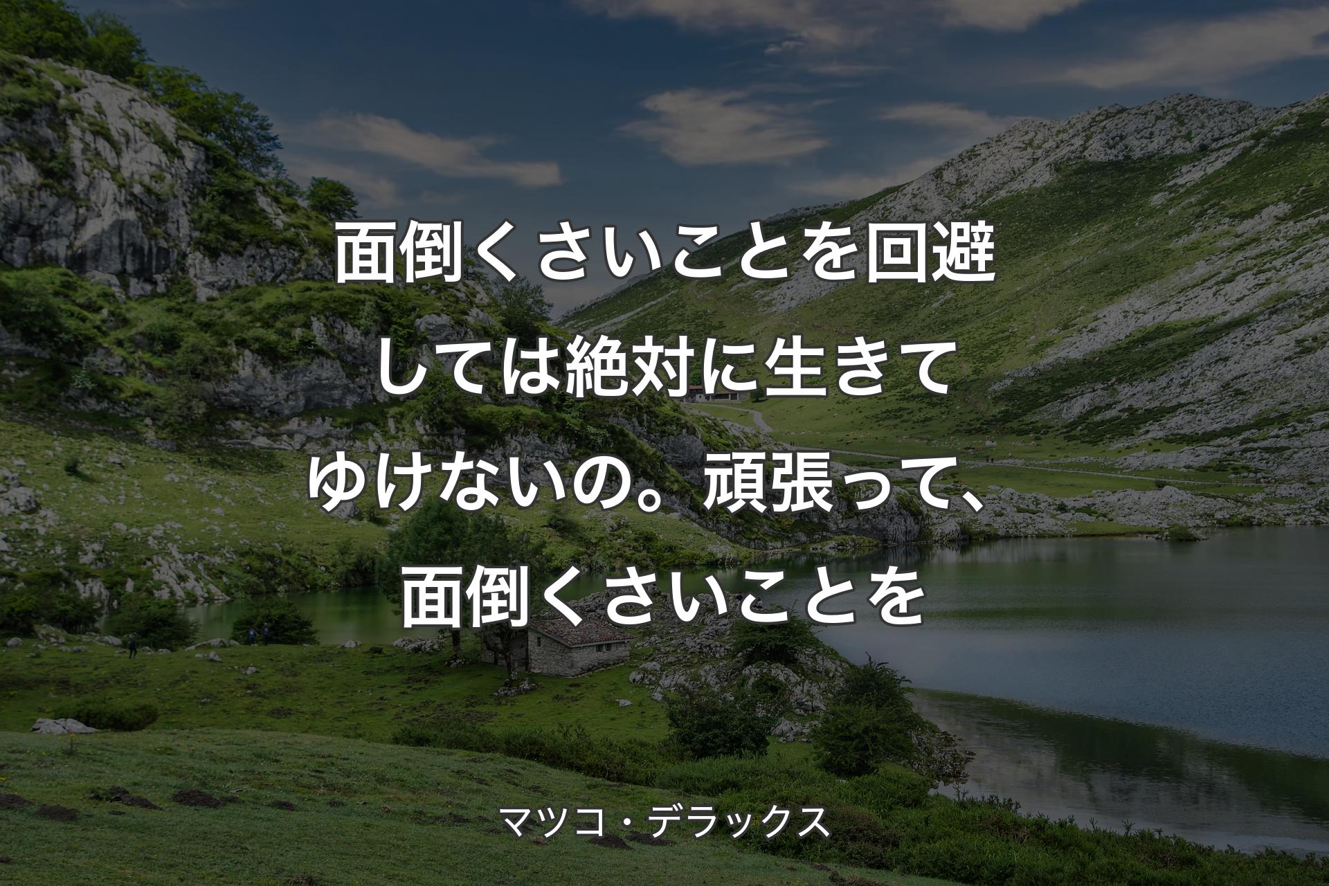 【背景1】面倒くさいことを回避しては絶対に生きてゆけないの。頑張って、面倒くさいことを - マツコ・デラックス