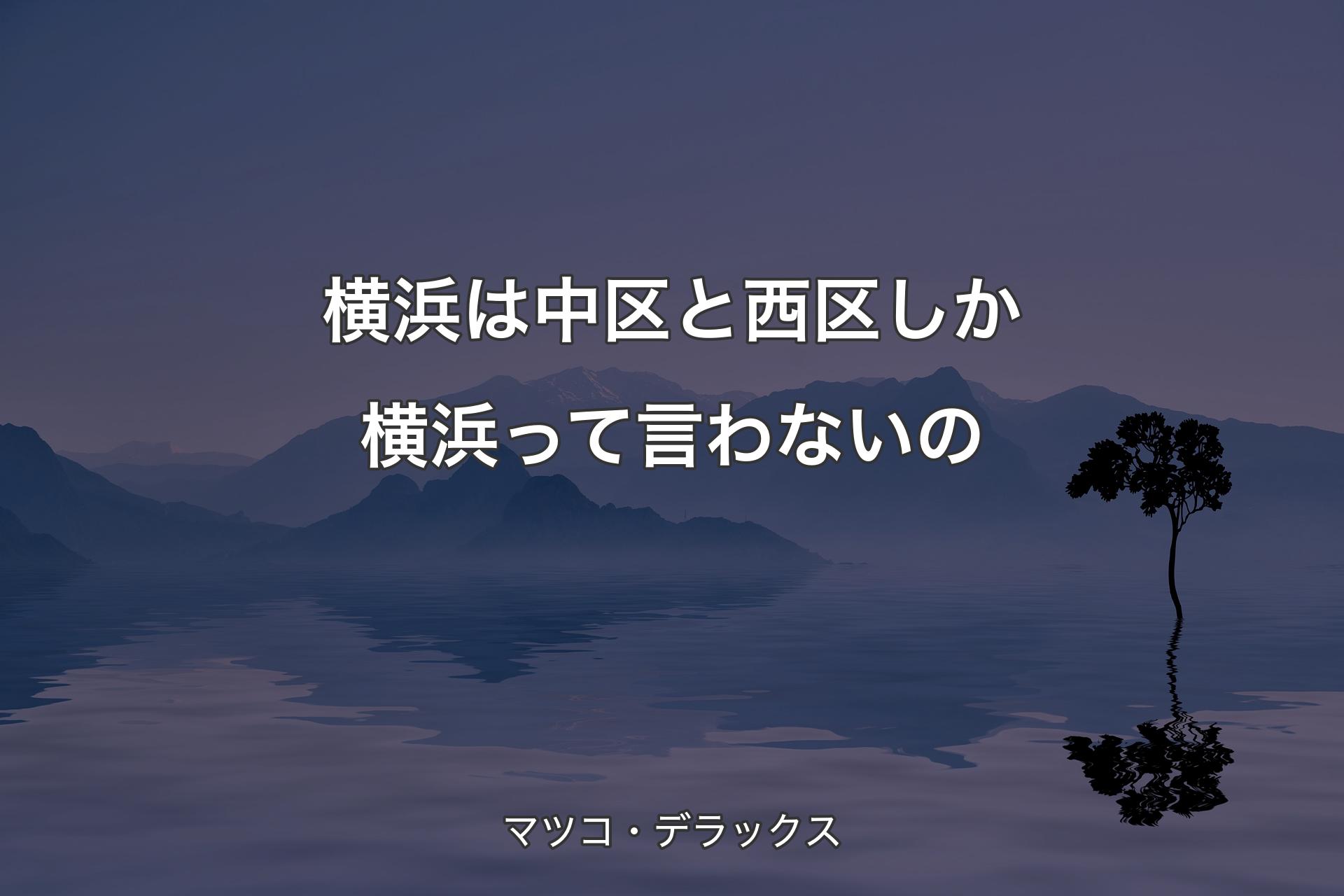 【背景4】横浜は中区と西区しか横浜って言わないの - マツコ・デラック�ス